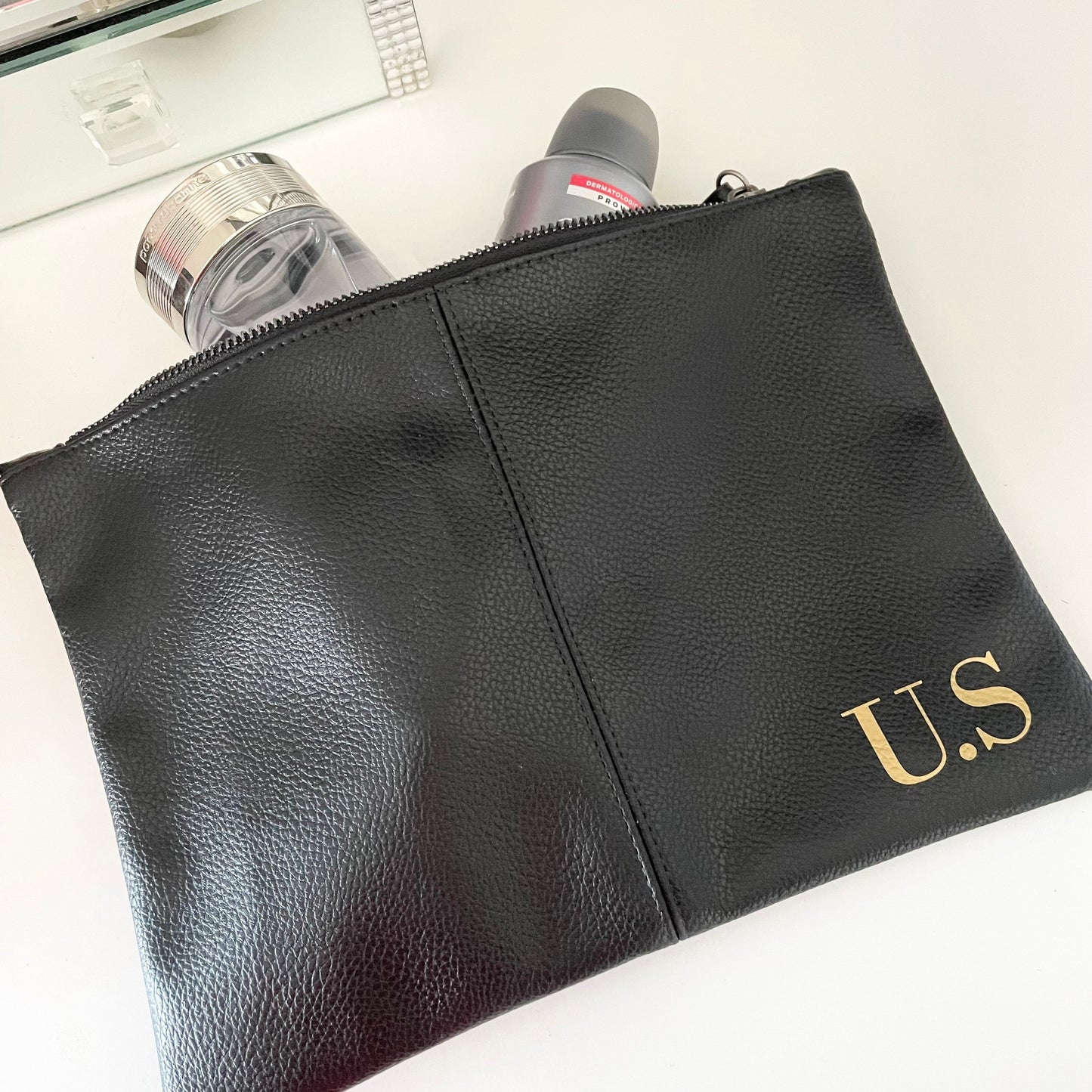 Men Toiletry Bag, Leather Personalised Mens Wash Bag, Gift for Men, Dad Birthday Gift, Fathers Day Gift for Him, Husband Gifts