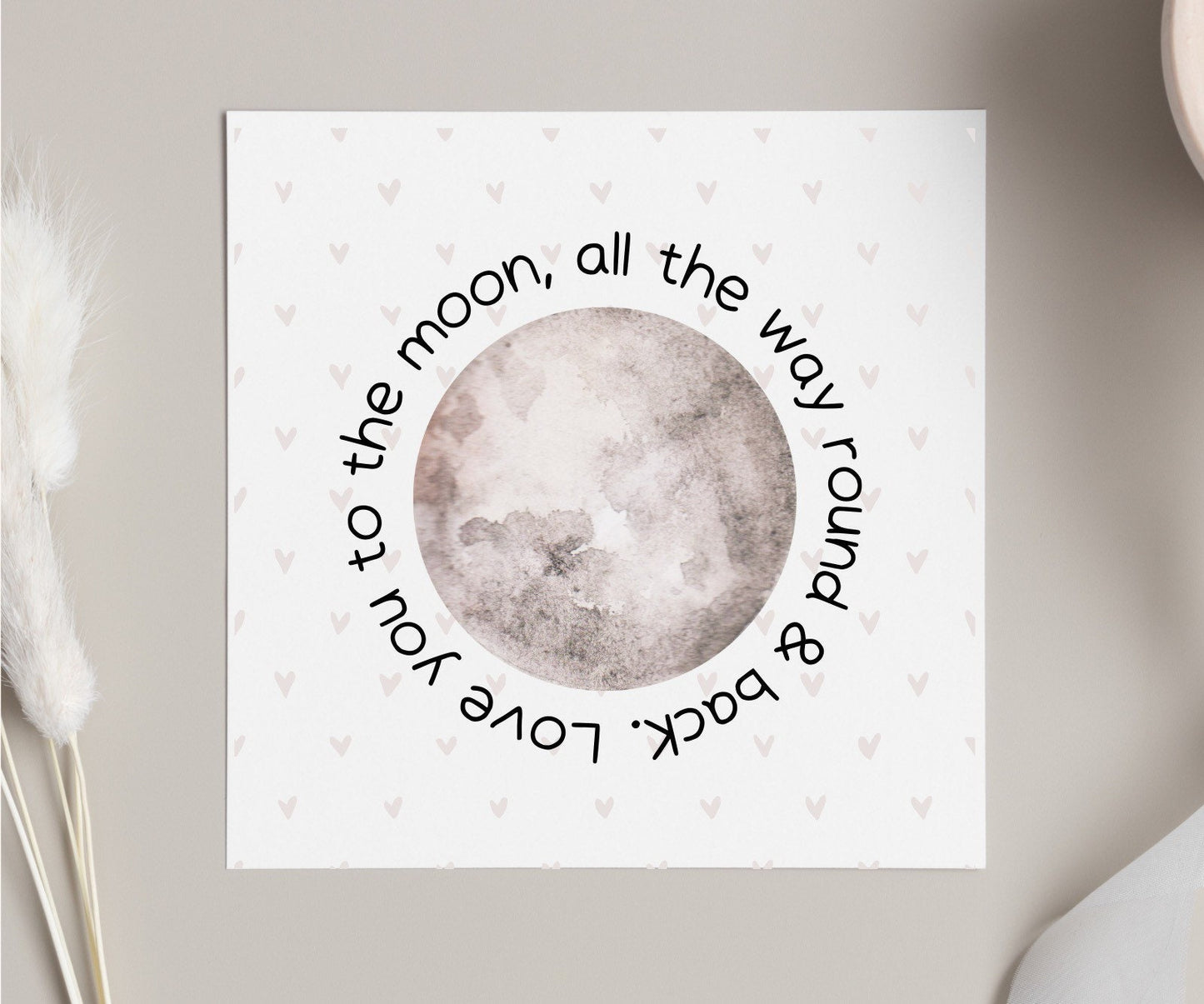 Love you to the moon card, mothers & Father’s Day card, Cards from children, mummy birthday, grandma birthday, cute kids cards