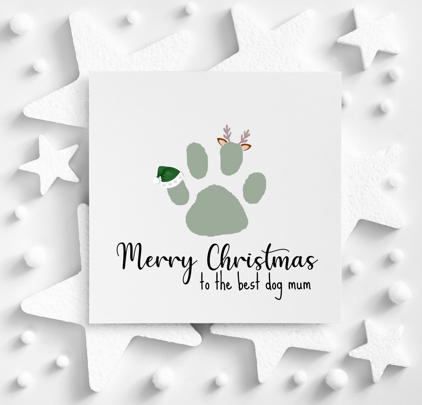 Merry Christmas to the best dog mum Xmas card from the pet dog or puppy, first Xmas as a dog parent, greeting card from the dog at xmas