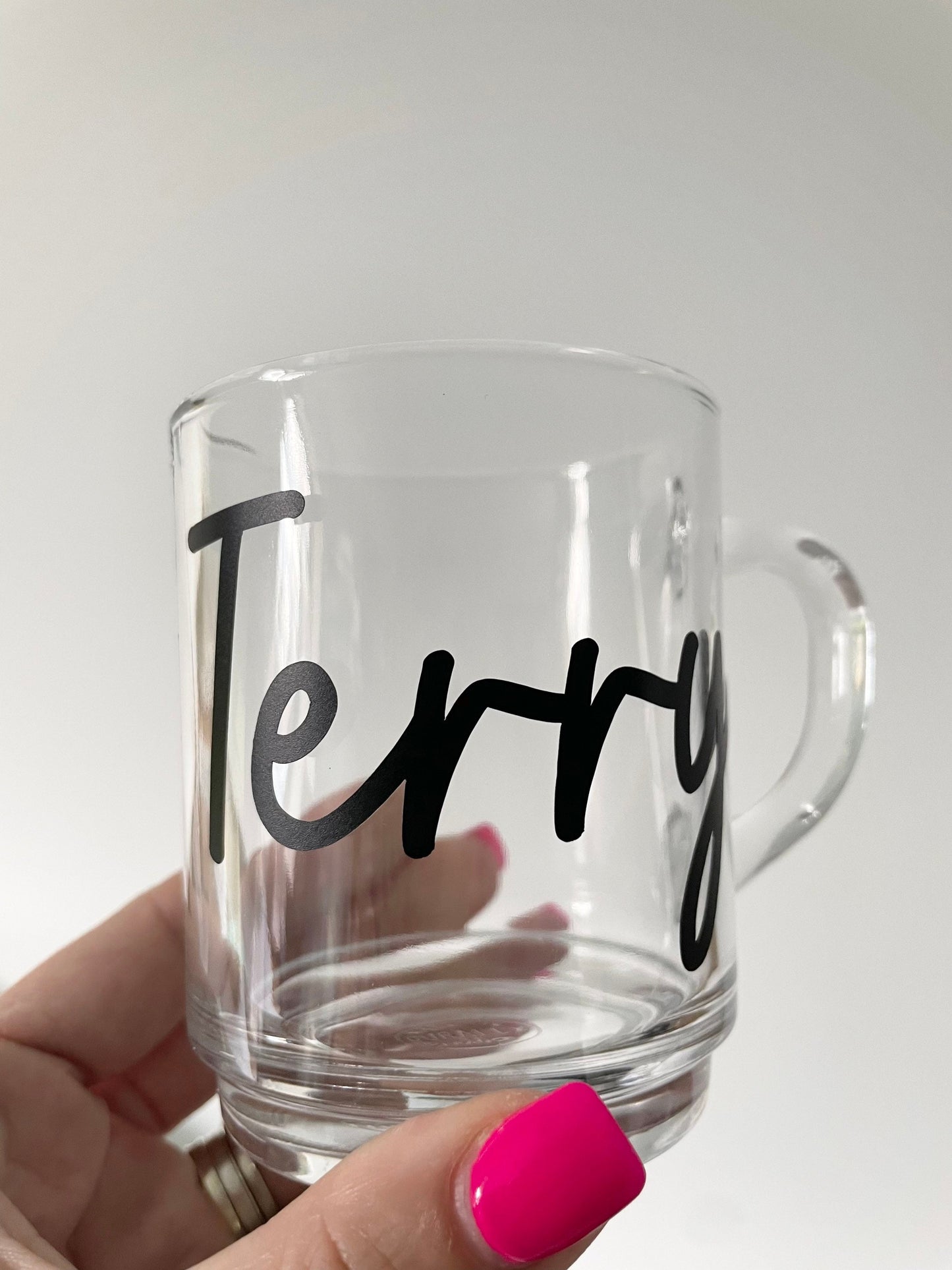 Personalised glass mug, clear glass coffee mug, stocking fillers for teens, tea cuppa gifts, secret Santa gift idea