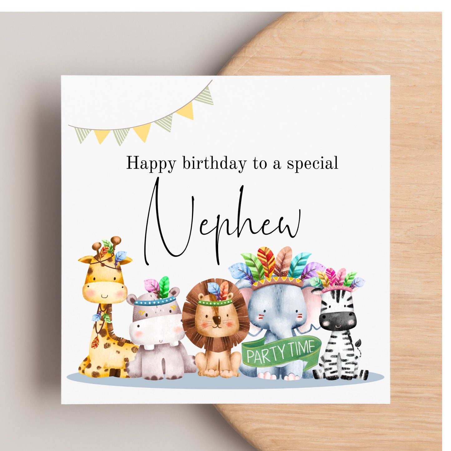 Grandson birthday card, jungle safari animals birthday card, boy toddler card,happy birthday special nephew