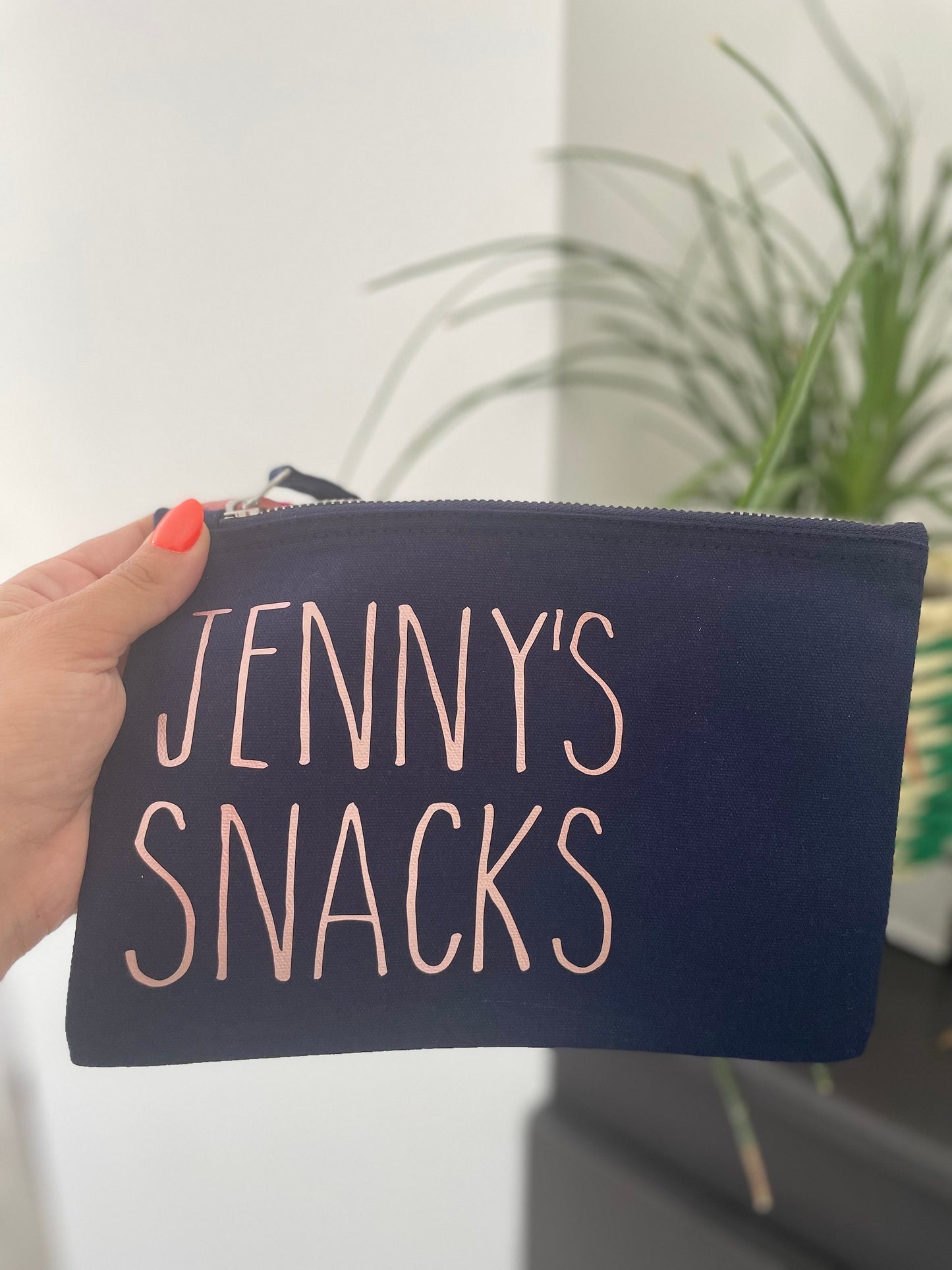 Snacks bag, personalised pouch for school, nursery, college and work. Daughter and son birthday gift, good luck at school presents