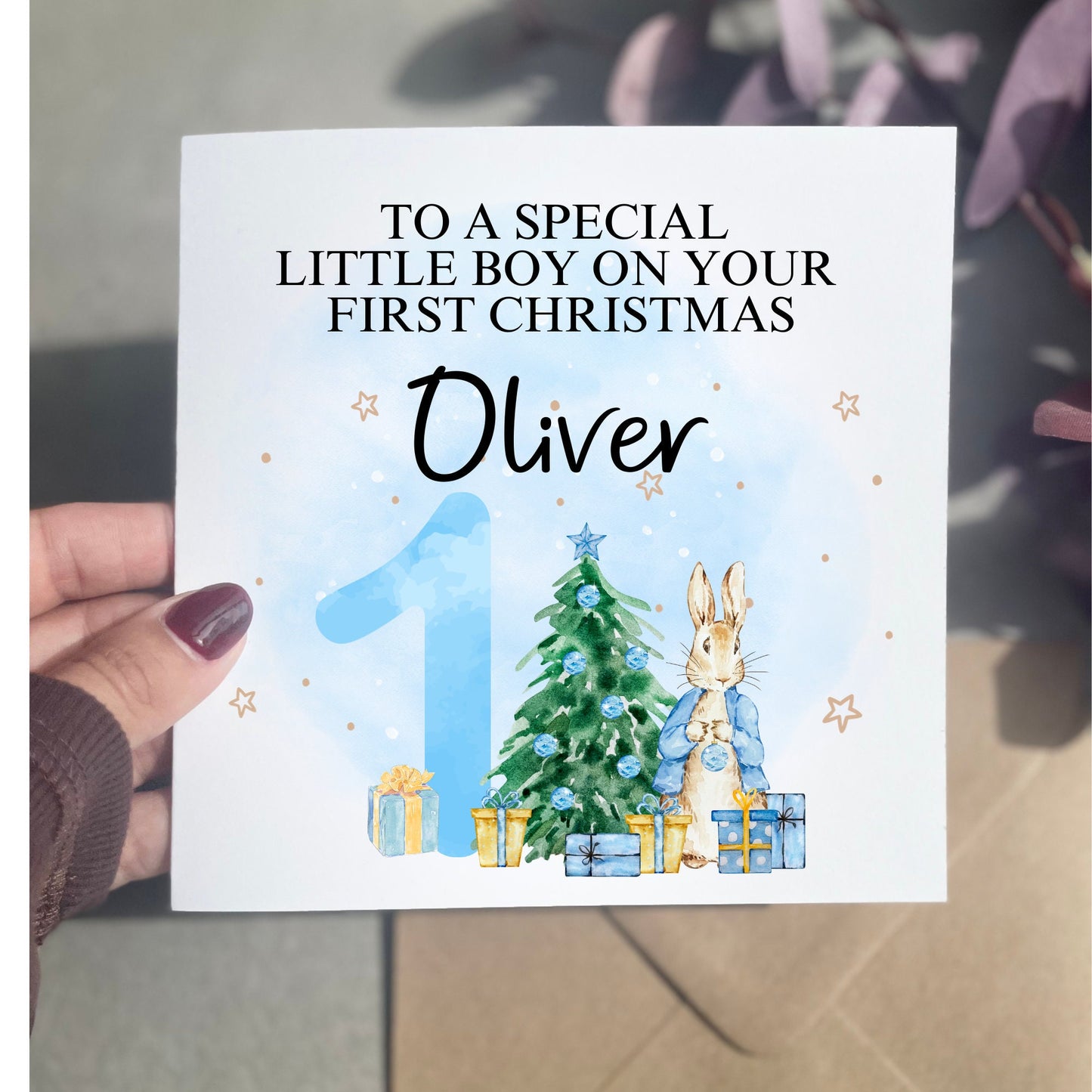 Baby Boy First Christmas In 2024 Card, Personalised Xmas card for Son, Grandson, Nephew for Their First Christmas, Special Boy Christmas