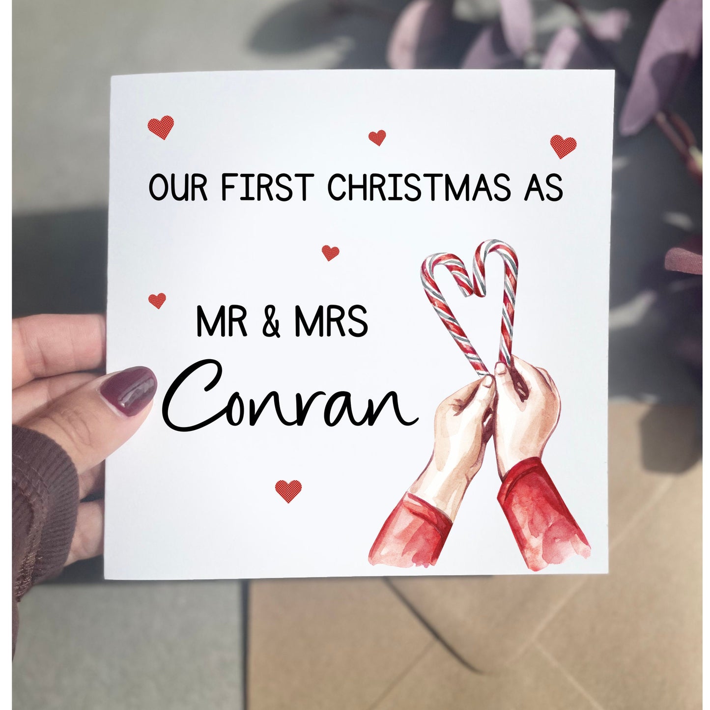 Your first Christmas as Mr & Mrs, personalised Christmas card for newlyweds of 2024, 1st Xmas married card, daughter first year married