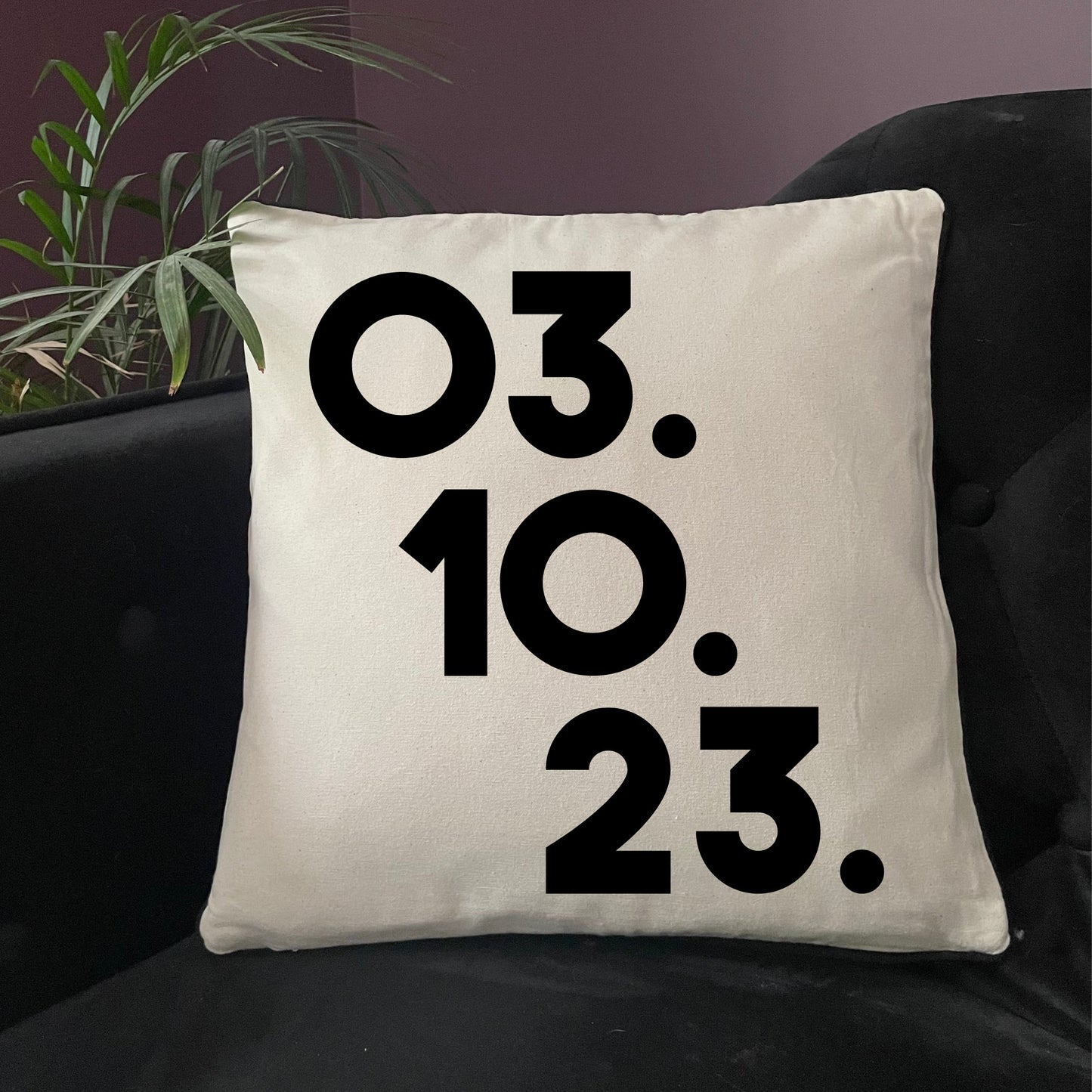 Date cushion, personalised cushion cover, wedding gift, Cotton Anniversary gift, wedding date cushion cover, new baby gift idea for nursery