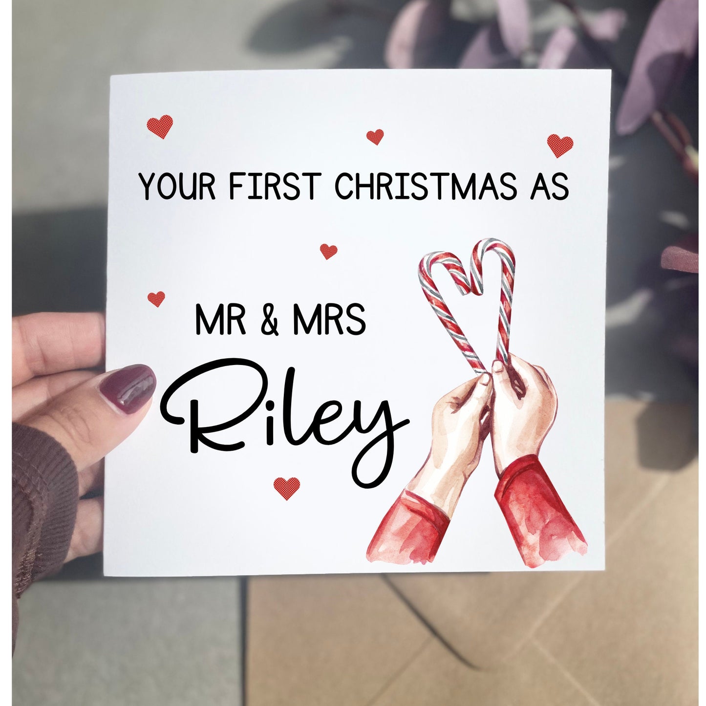 Your first Christmas as Mr & Mrs, personalised Christmas card for newlyweds of 2024, 1st Xmas married card, daughter first year married