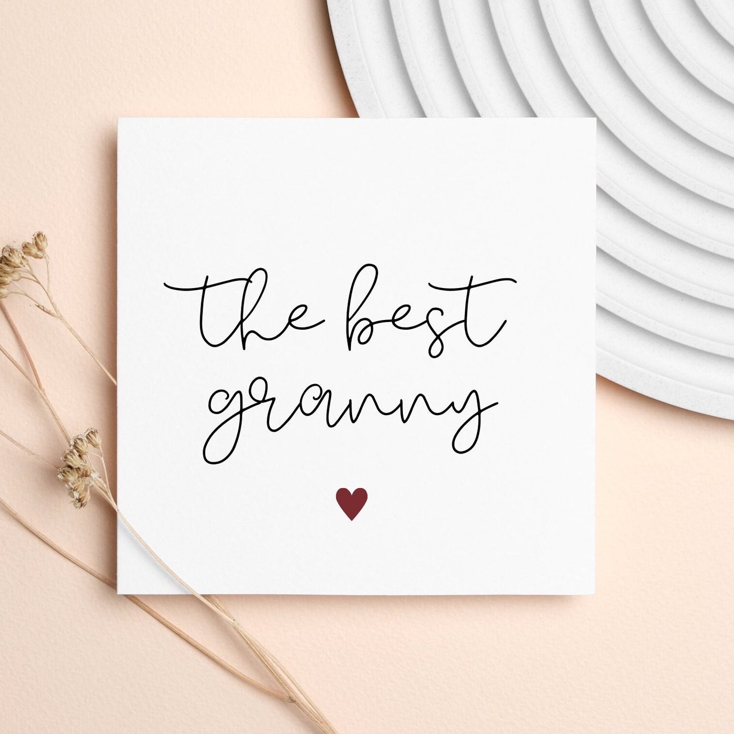 The best mum card, Mother’s Day card, birthday card for mummy, Nan, nanny, grandma, granny. Berry coloured heart theme simple cards