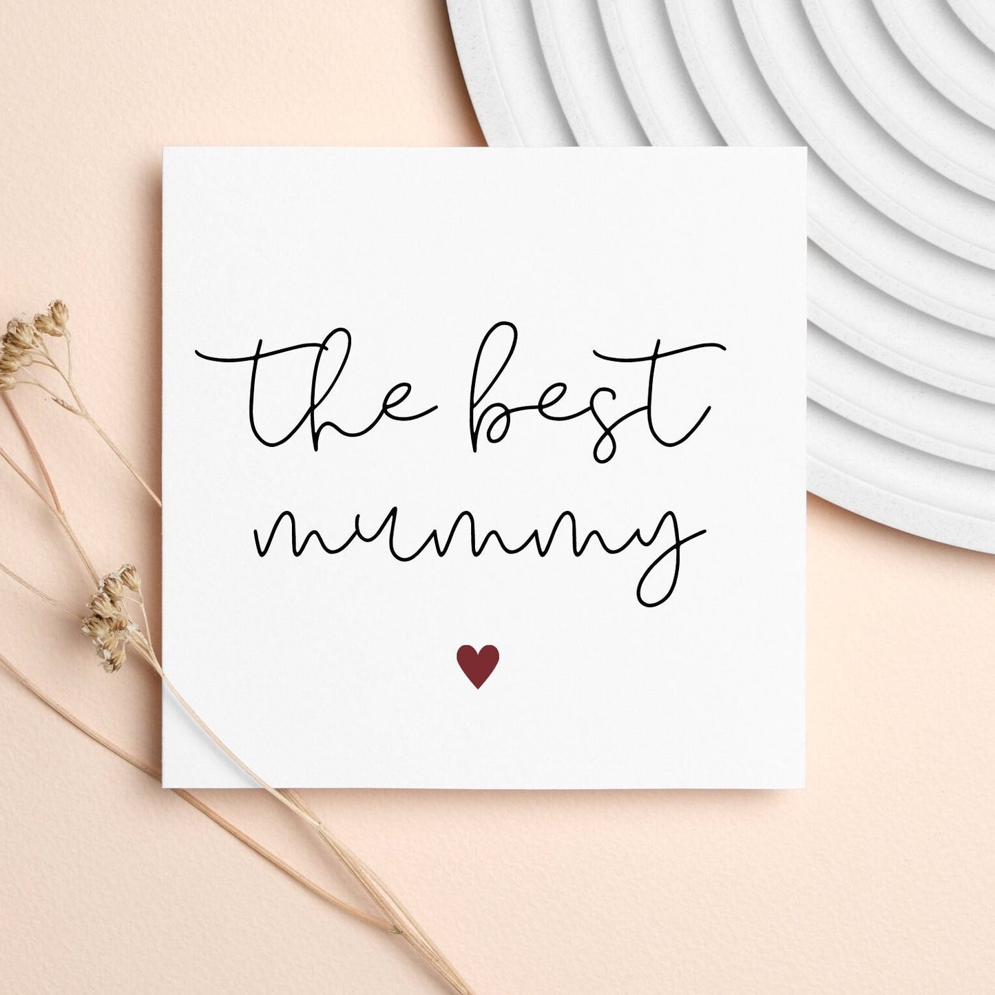The best mum card, Mother’s Day card, birthday card for mummy, Nan, nanny, grandma, granny. Berry coloured heart theme simple cards