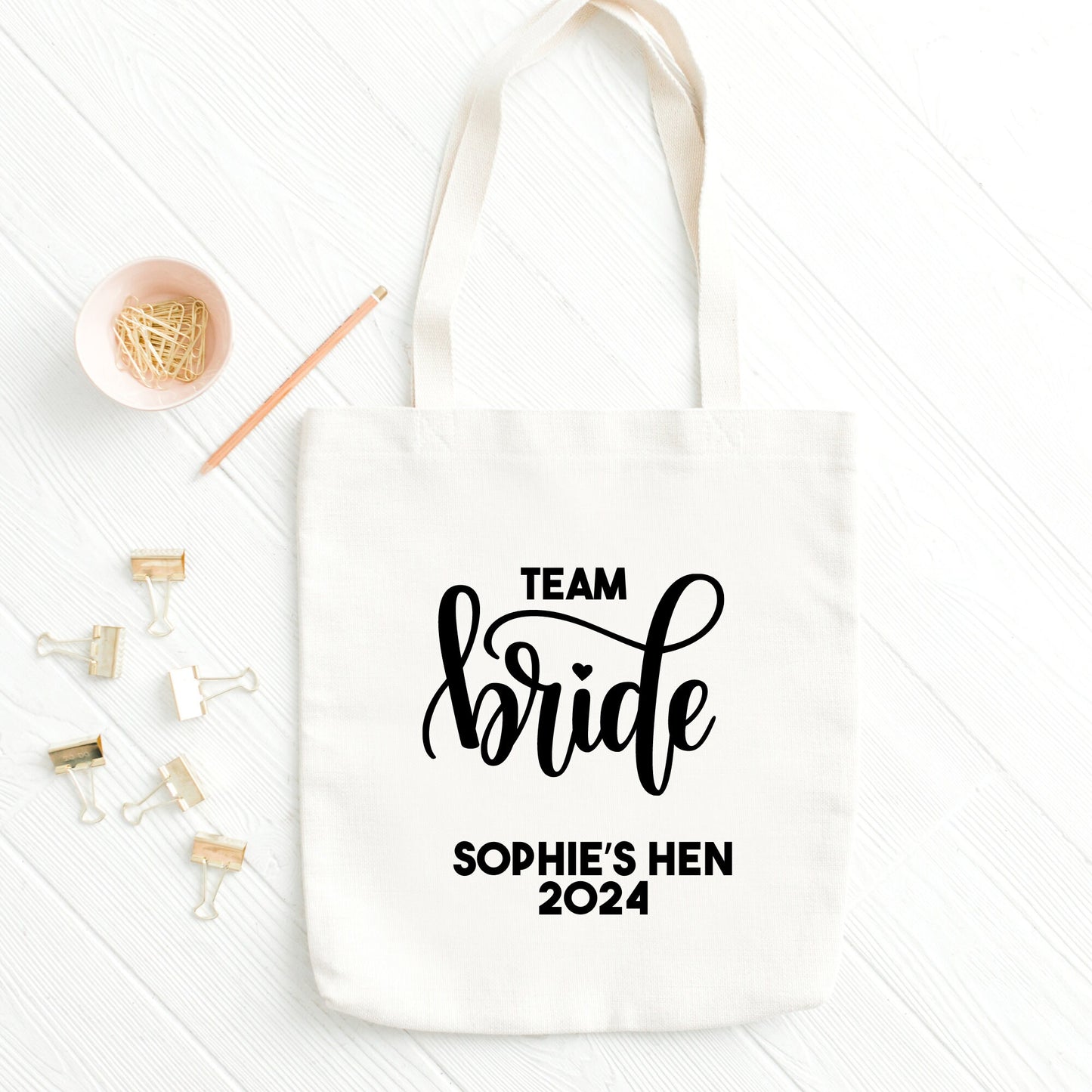 Team Bride Tote Bag, Hen Do Tote Bag, Bachelorette Tote Bag, Personalised Hen Party & Wedding Tote Bags