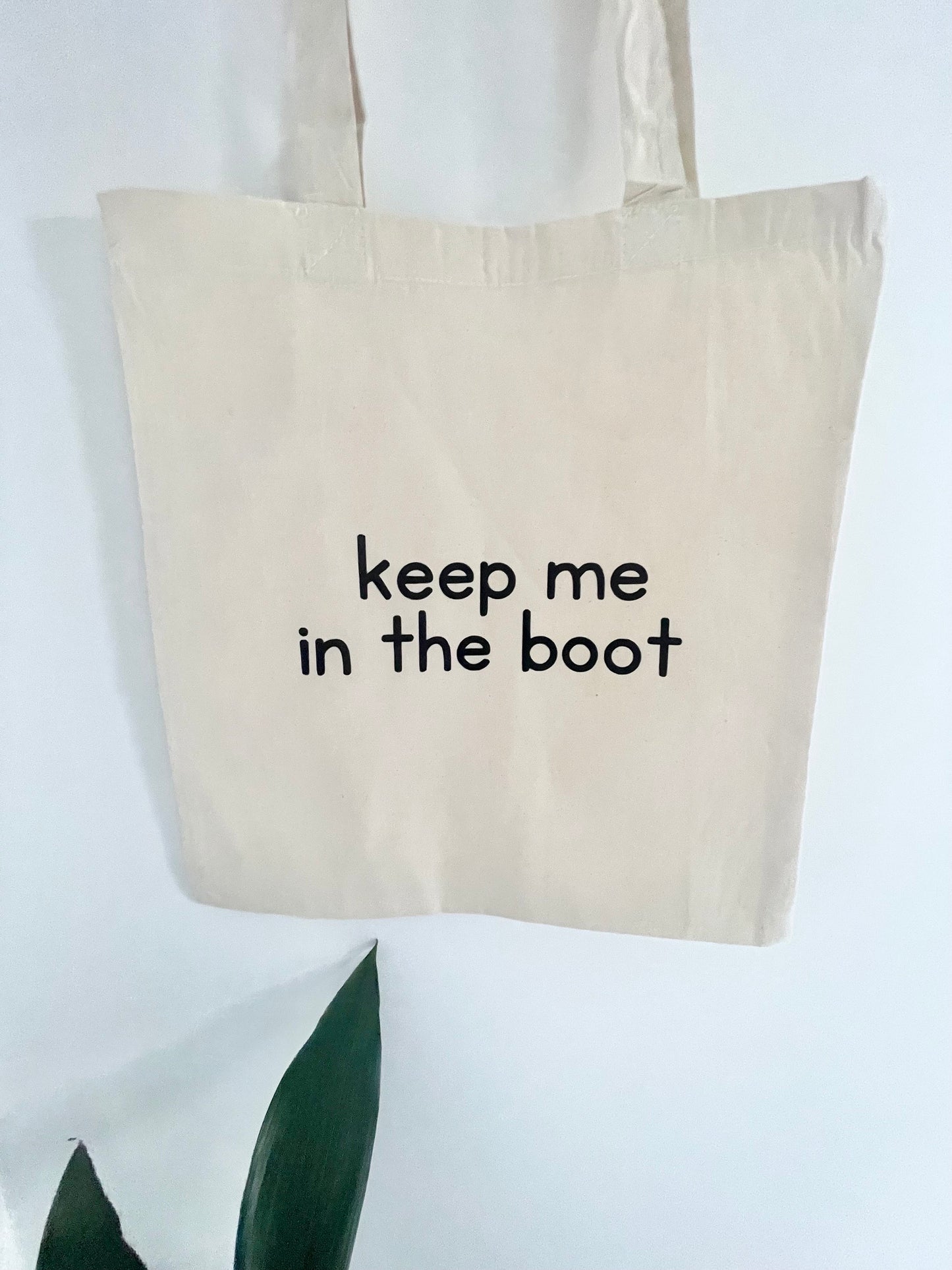 Tote bag, keep me in the car boot reusable shopping bag, Birthday gift for mum, grandma. Grocery shopping bags for car