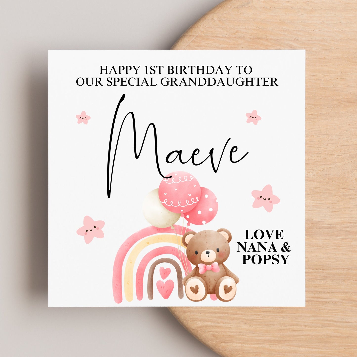 Granddaughter First Birthday Card, Personalised 1st Birthday Card For Grandchild, Happy 1st Birthday Card with Name