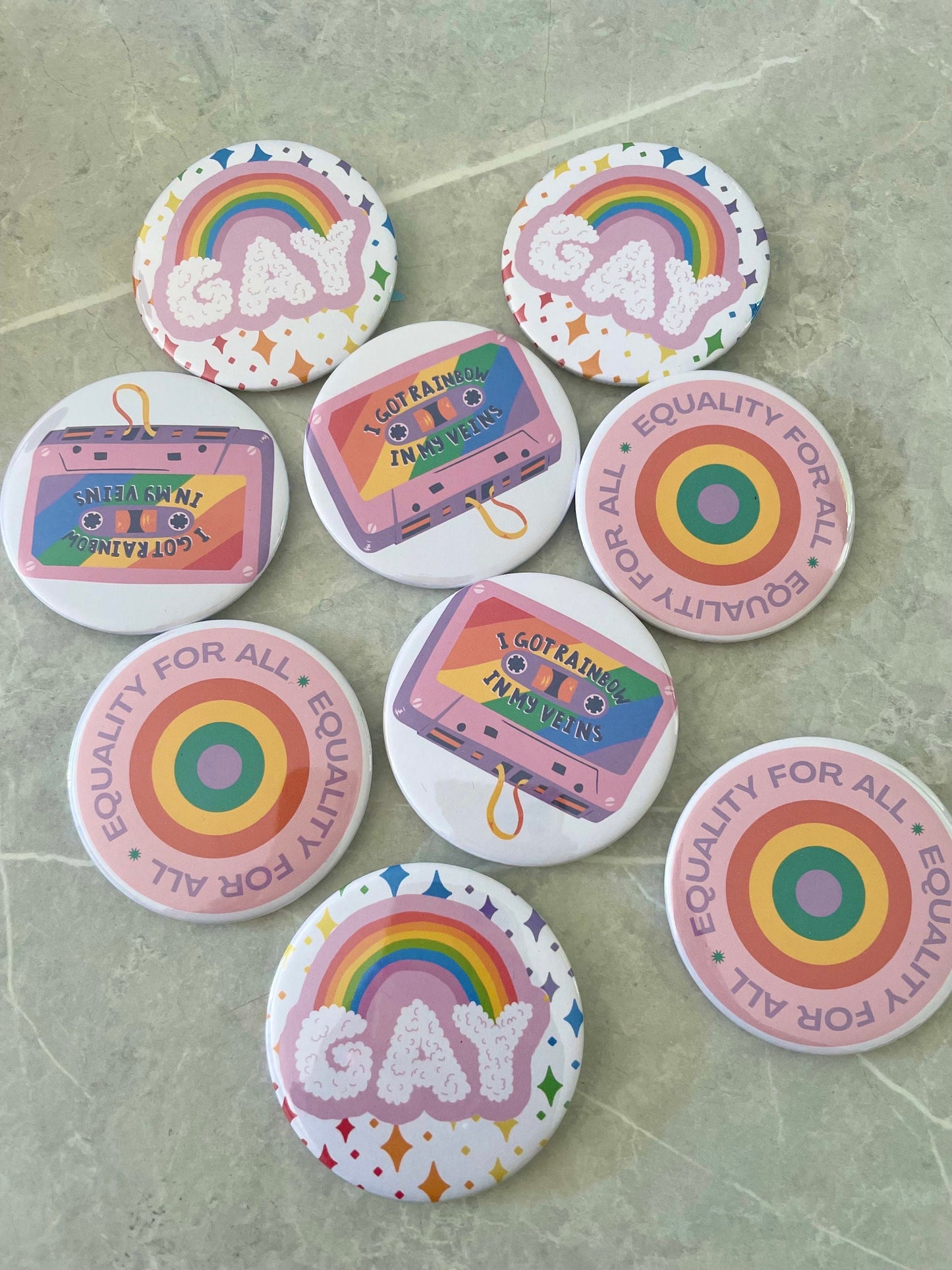 LGBTQ button pin badge, Rainbow In My Veins, Pride Month Badge, Large 58mm Badge, Lanyard Badge, Pride Party