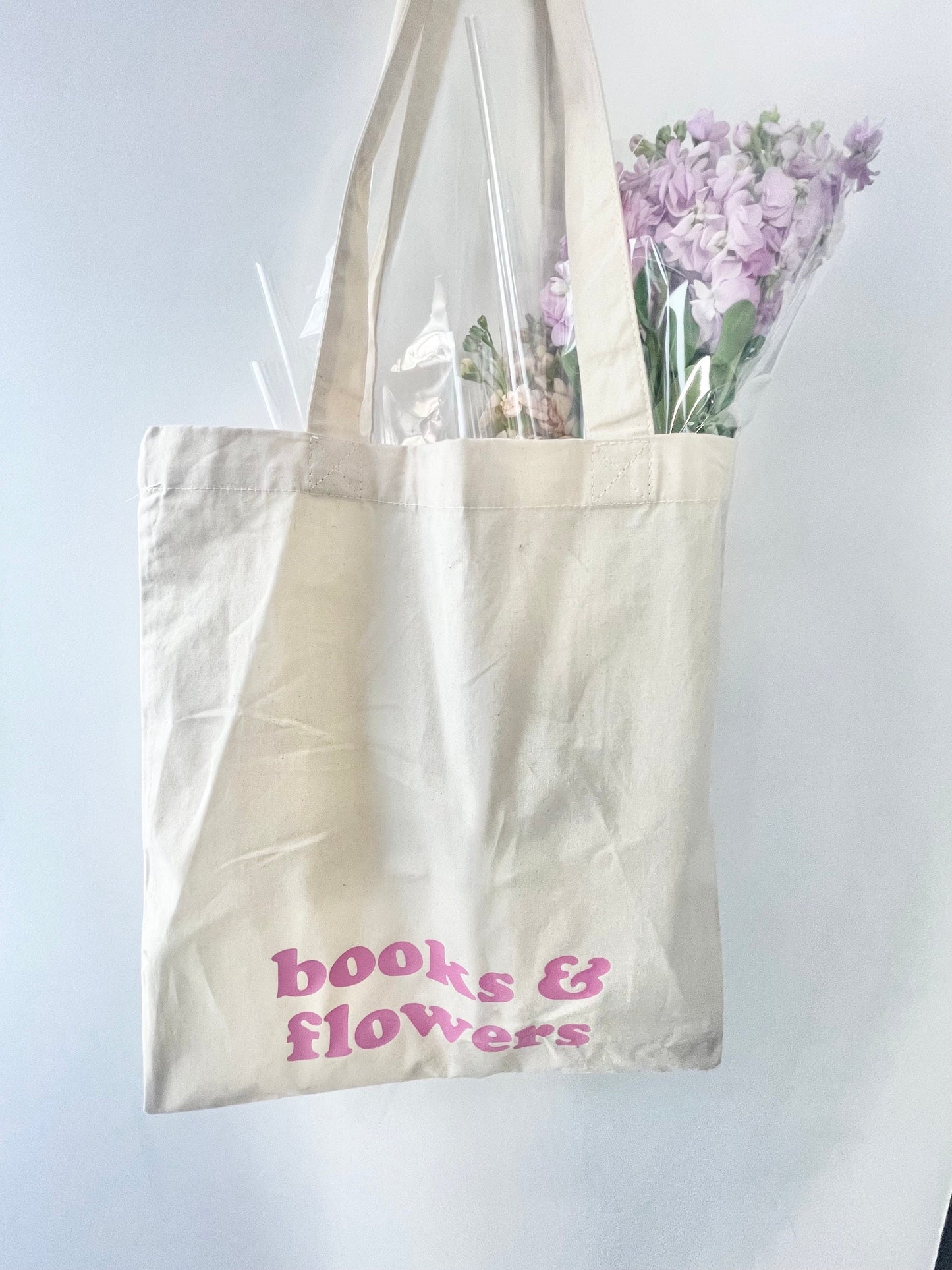 Books & Flowers Tote Bag, Food shopping tote bag, Bag for Library Books, Uni Student Tote Bag, Retro design eco friendly shopping bag