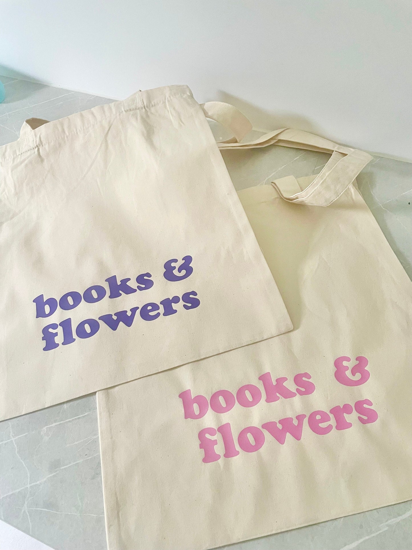 Books & Flowers Tote Bag, Food shopping tote bag, Bag for Library Books, Uni Student Tote Bag, Retro design eco friendly shopping bag