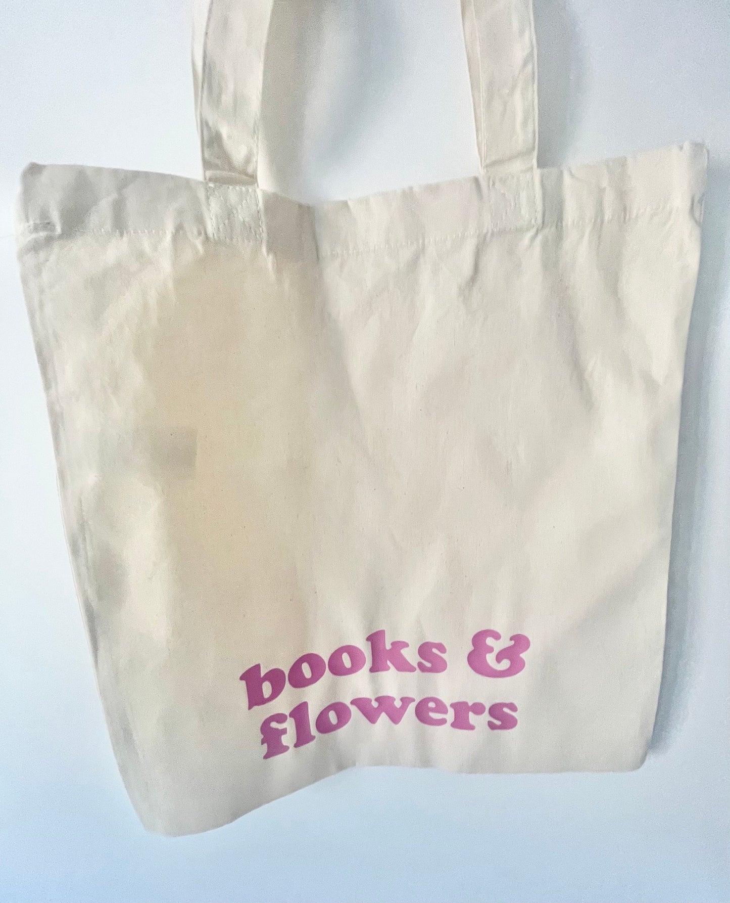 Books & Flowers Tote Bag, Food shopping tote bag, Bag for Library Books, Uni Student Tote Bag, Retro design eco friendly shopping bag