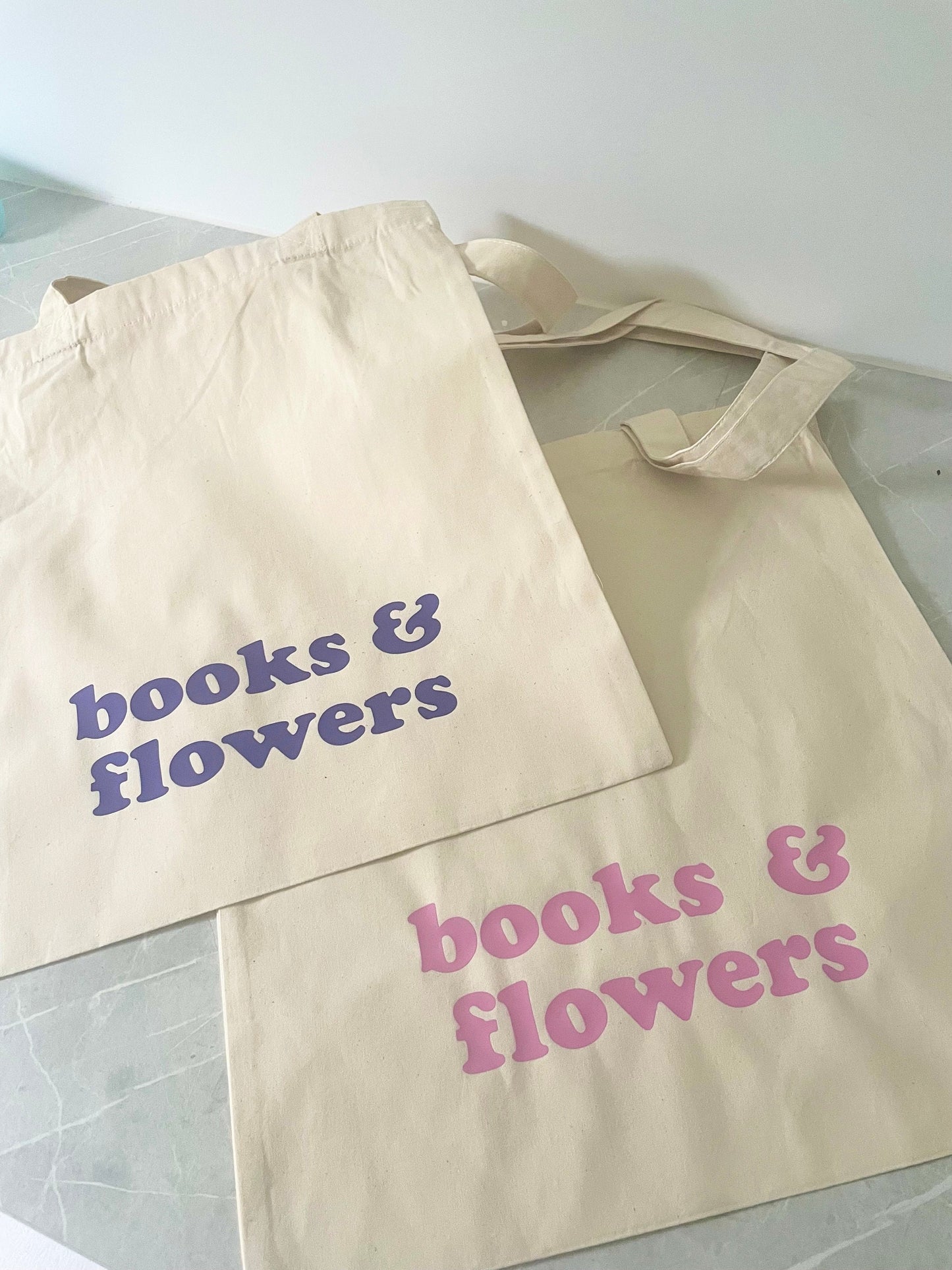 Books & Flowers Tote Bag, Food shopping tote bag, Bag for Library Books, Uni Student Tote Bag, Retro design eco friendly shopping bag