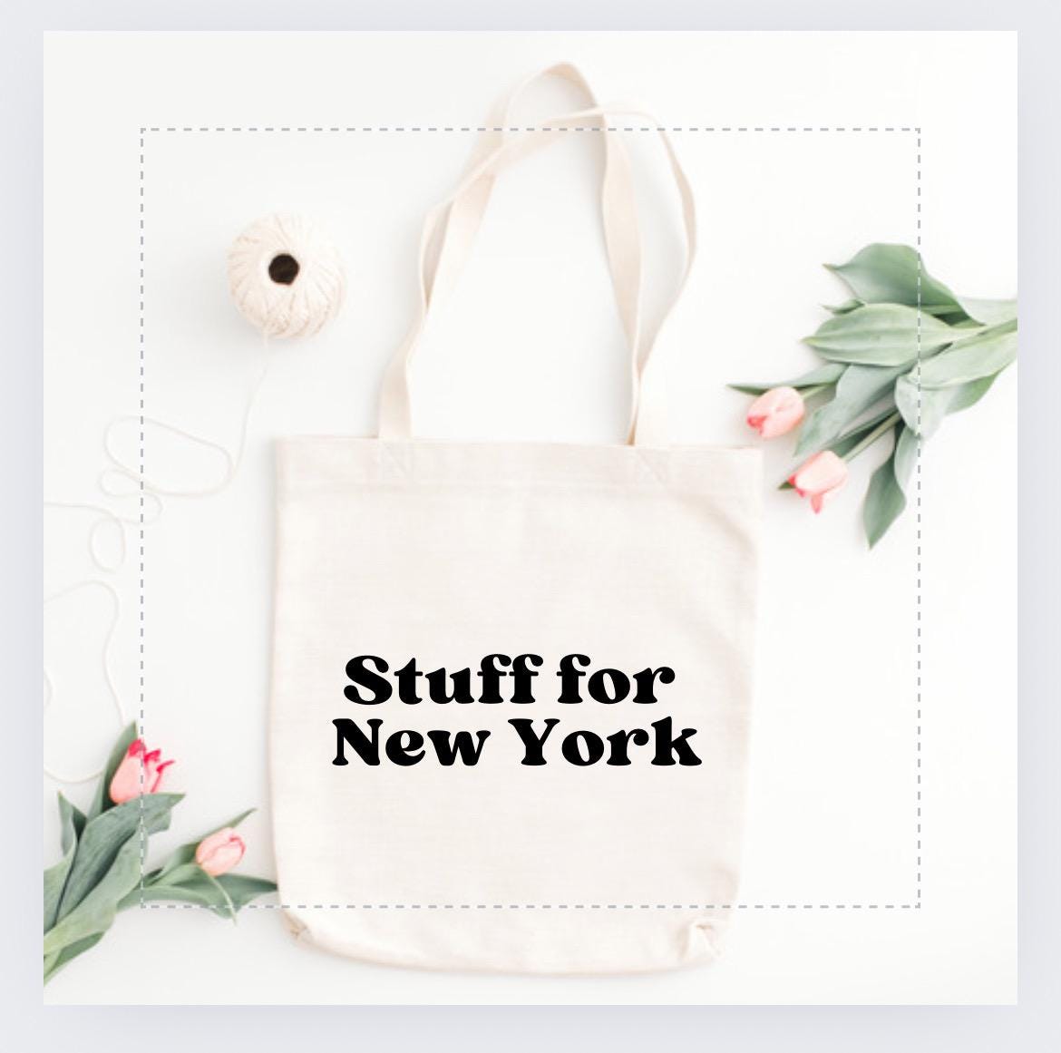 Stuff I Need For New York Tote Bag, NYC Trip Bag, New York Shopping Vacation Bag, Travel Bag, City Bag, Cotton Tote Bag for Travel