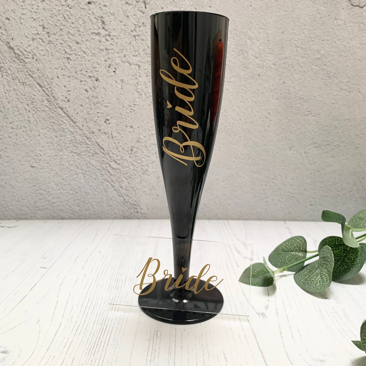 Black personalised flute, champagne flute, plastic wine glass, hen party glasses, hen weekend plastic glasses, travel wine glasses, stag do