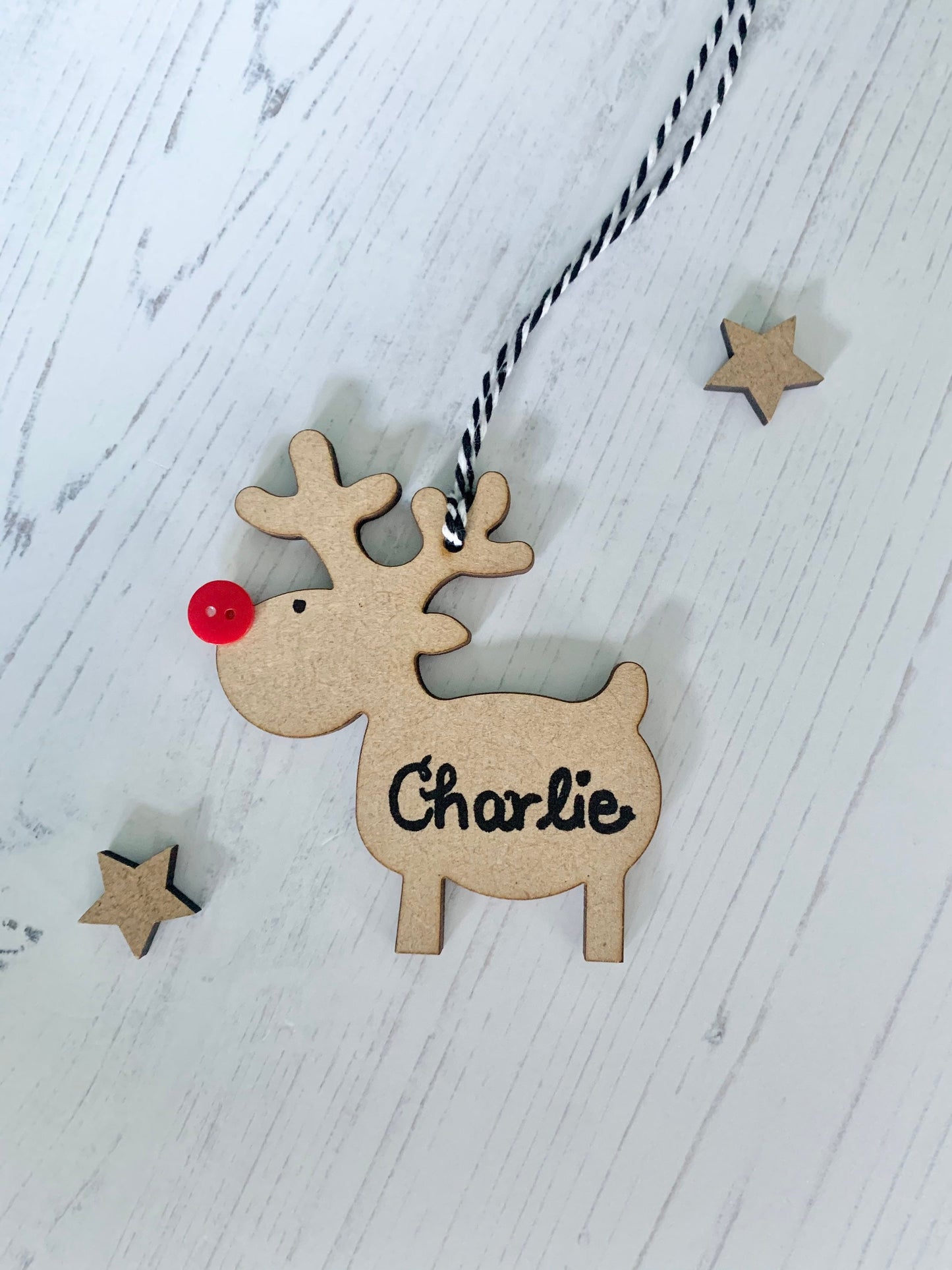 Hanging reindeer christmas decoration, personalised reindeer, hanging reindeer, personalised decoration, christmas tree bauble, christmas