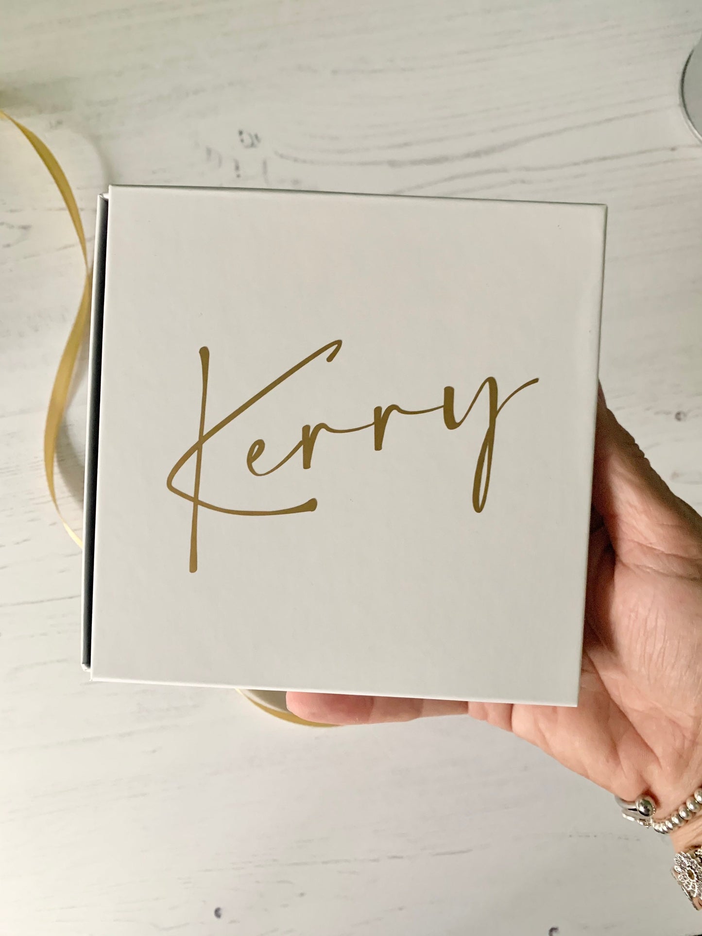 Personalised jewellery gift box, jewellery present wife or girlfriend birthday or anniversary. White gift box