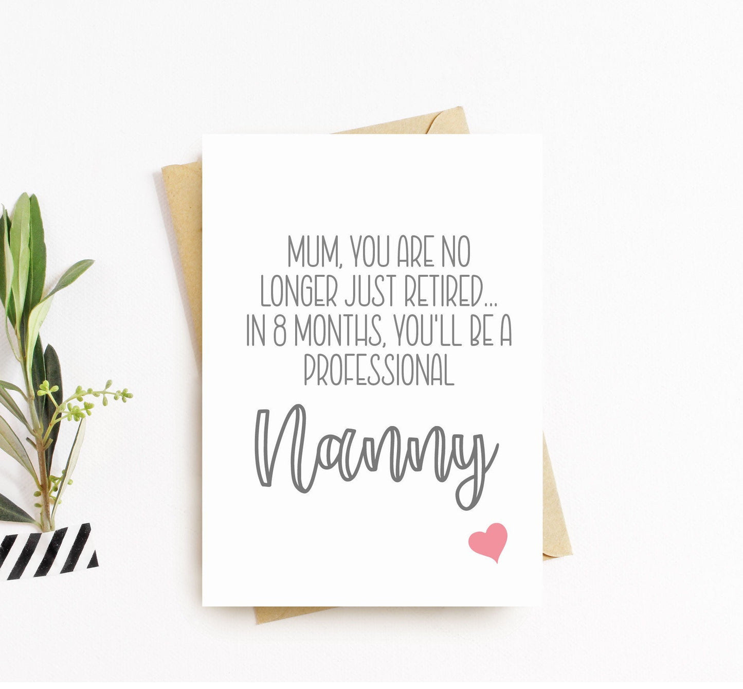 Pregnancy announcement card, promoted to nanny or grandma, mum to grandma, baby reveal, personalised pregnancy reveal