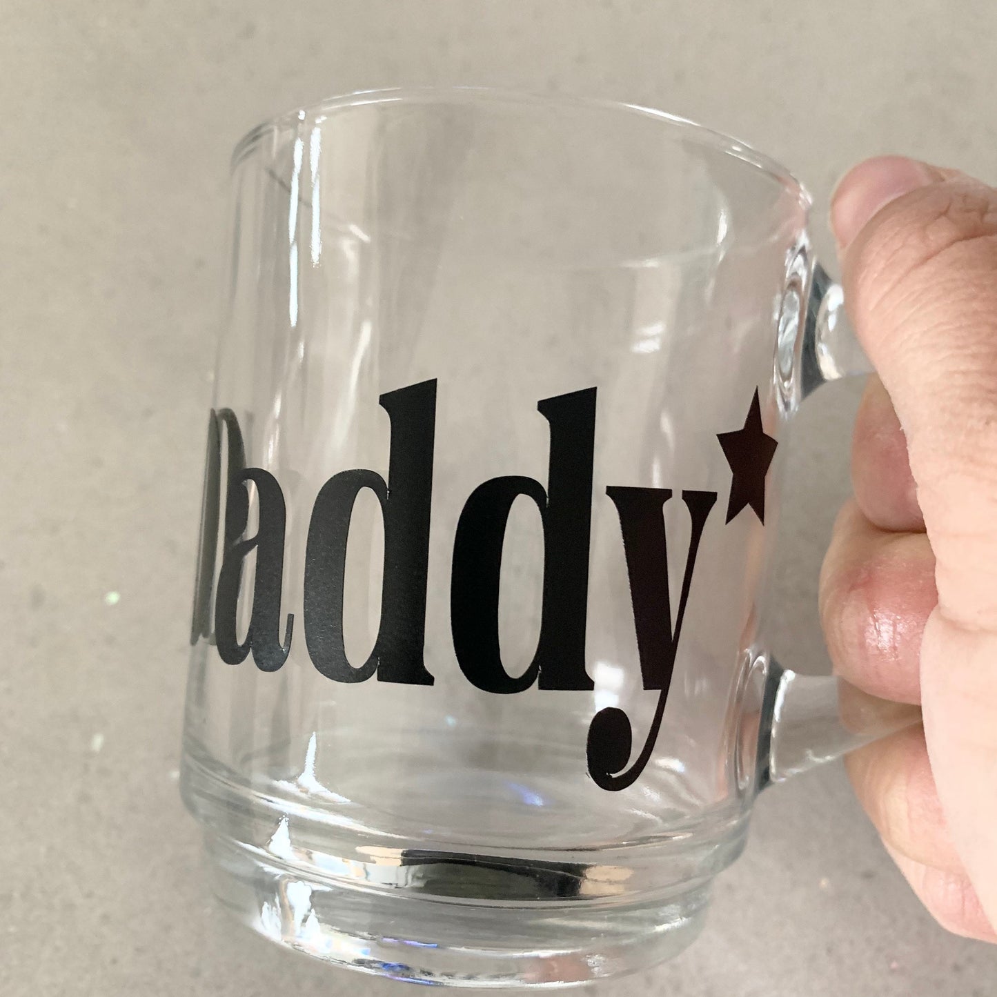 Personalised glass mug, daddy cup for Christmas gift, gift for him, personalised coffee mug, tea cup,male colleague gift, secret Santa gift