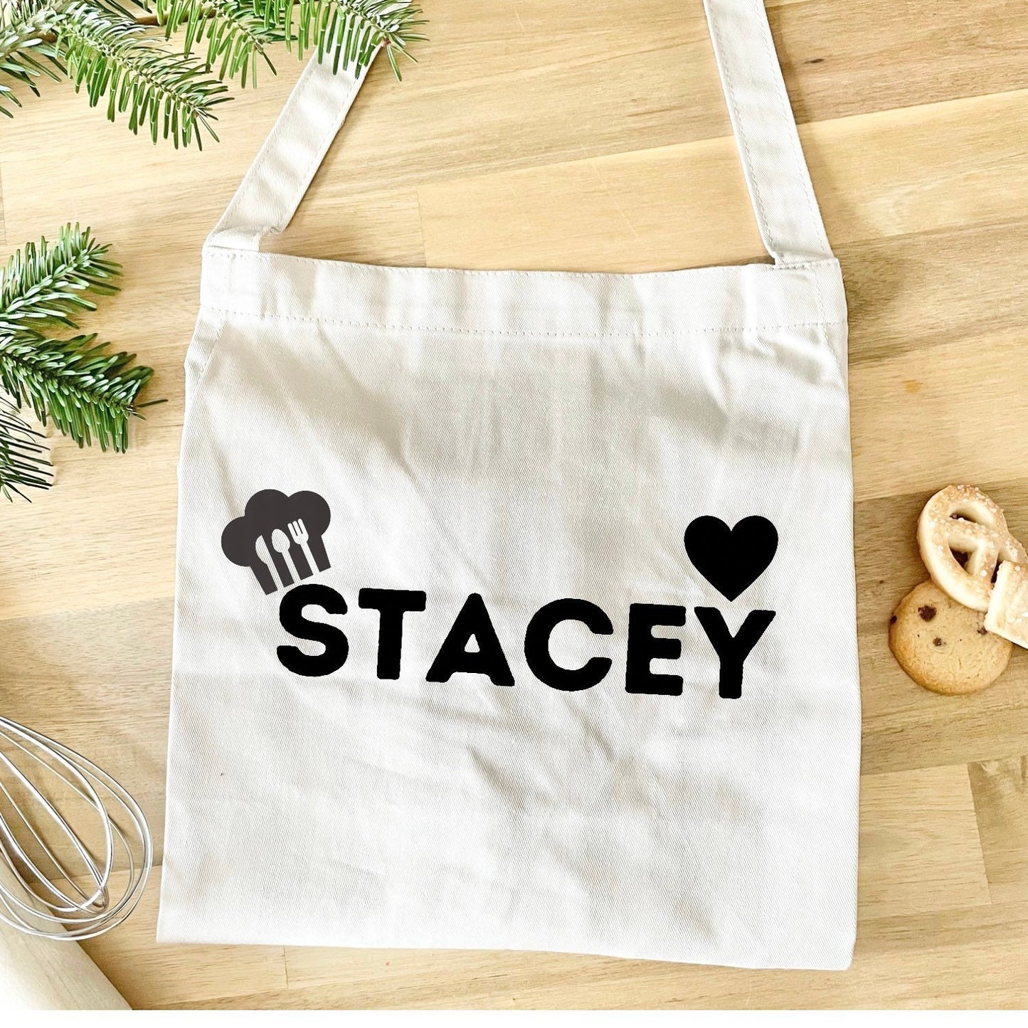 Personalised cooking, chef apron, named apron for him, mens cooking gifts, neutral cotton contemporary apron, Christmas gift, secret Santa