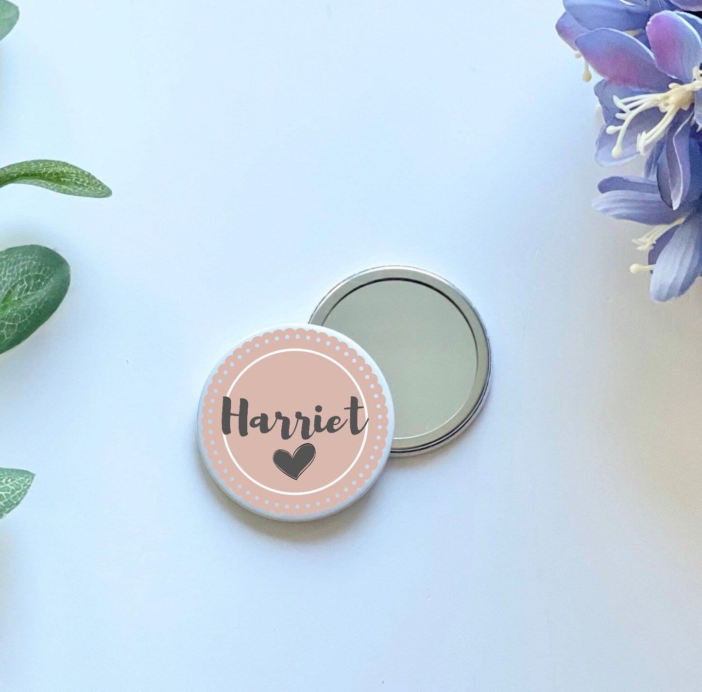 Personalised compact mirror, neutral pocket mirror, Christmas stocking fillers, secret santa gift for her, token gifts, friend birthday