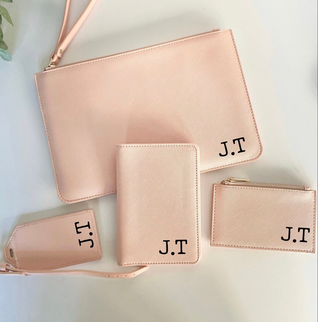 Travel accessory set, bridesmaid proposal gift, leatherette clutch, passport holder, luggage tags, card holder purse, bridal party gift set