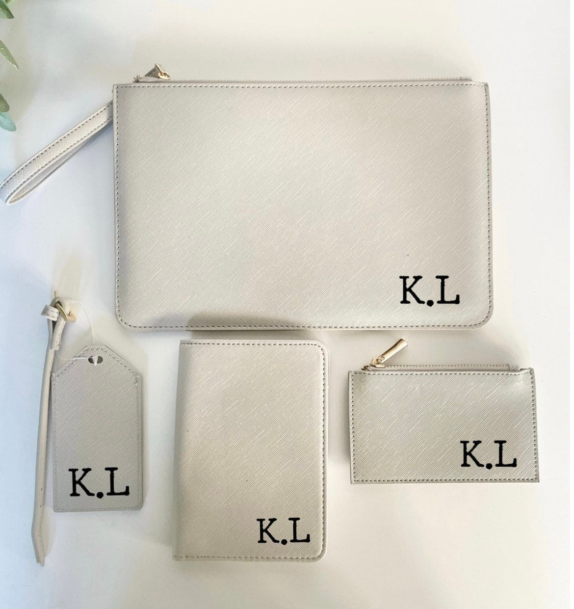 Travel accessory set, bridesmaid proposal gift, leatherette clutch