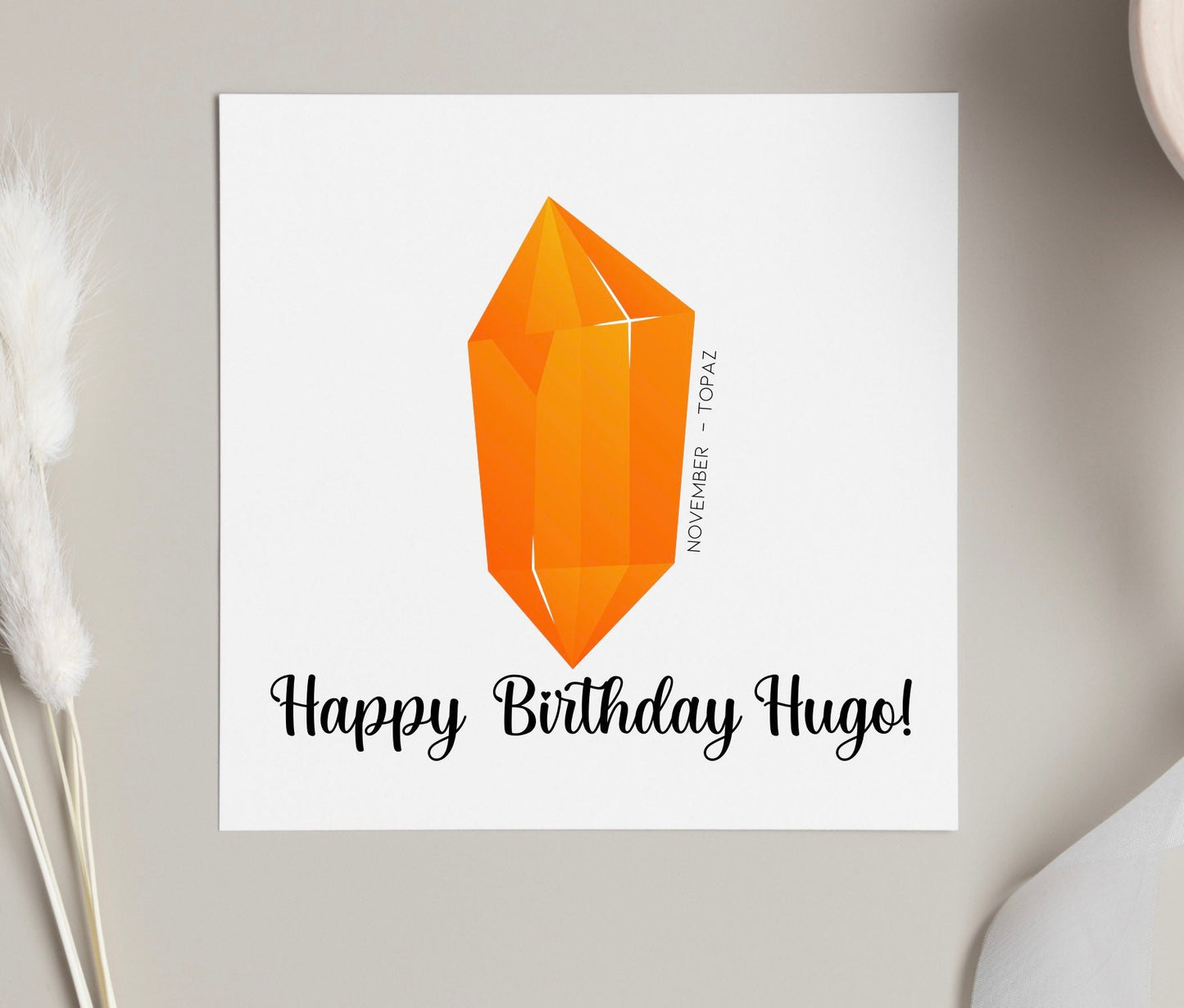 Birthstone birthday card, gemstone birth month card, personalise bday card for her, friends and family bday cards
