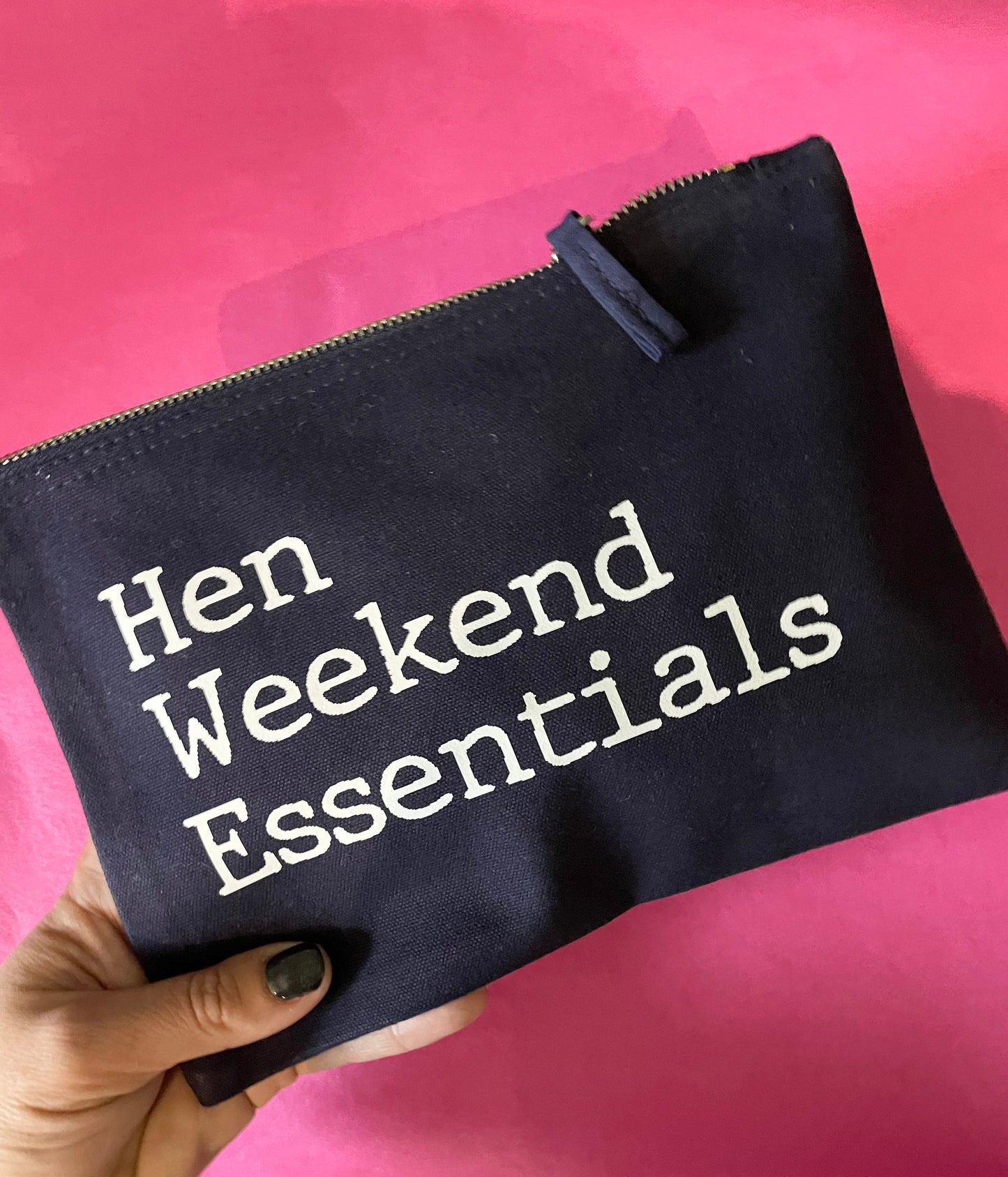 Hen Weekend Essentials bag, girls weekend holiday travel pouch, bachelorette weekend bag, hens holiday cotton cosmetic, toiletry bag