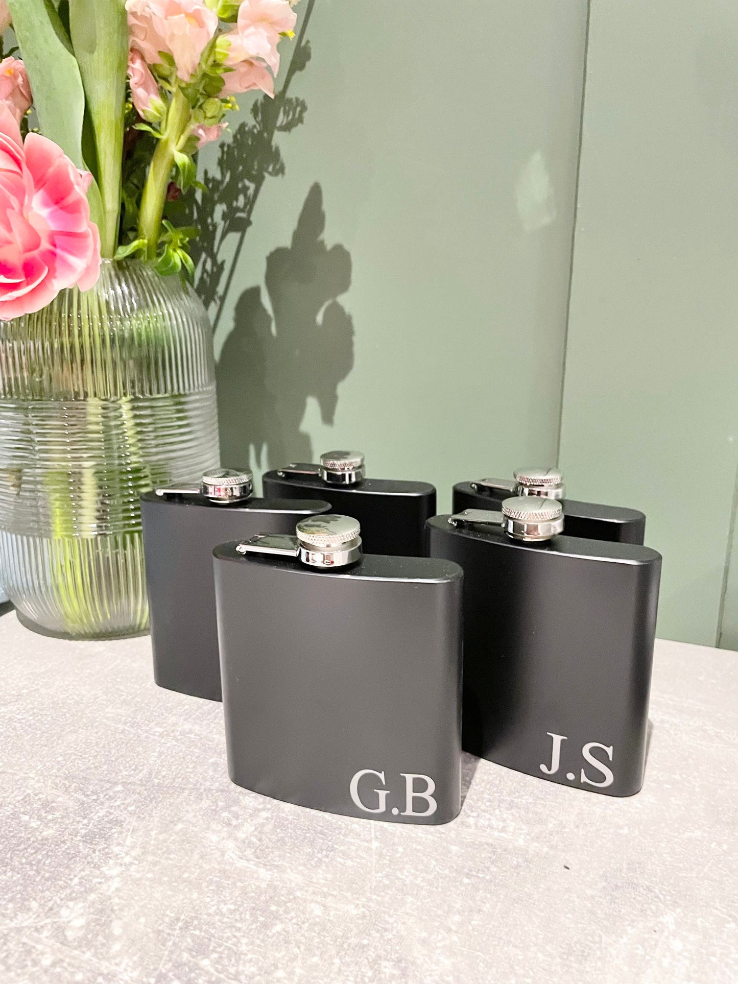 Personalised hip flask, Best man proposal gift, groomsmen gifts, wedding day whiskey flask, black stainless steel flasks with initials