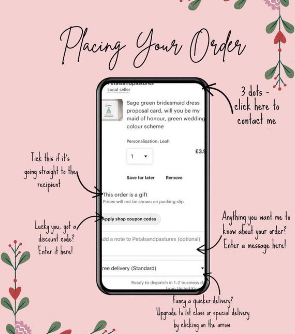 Will you be my bridesmaid card, botanical floral maid of honour proposal card and envelope, personalised bridesmaid card