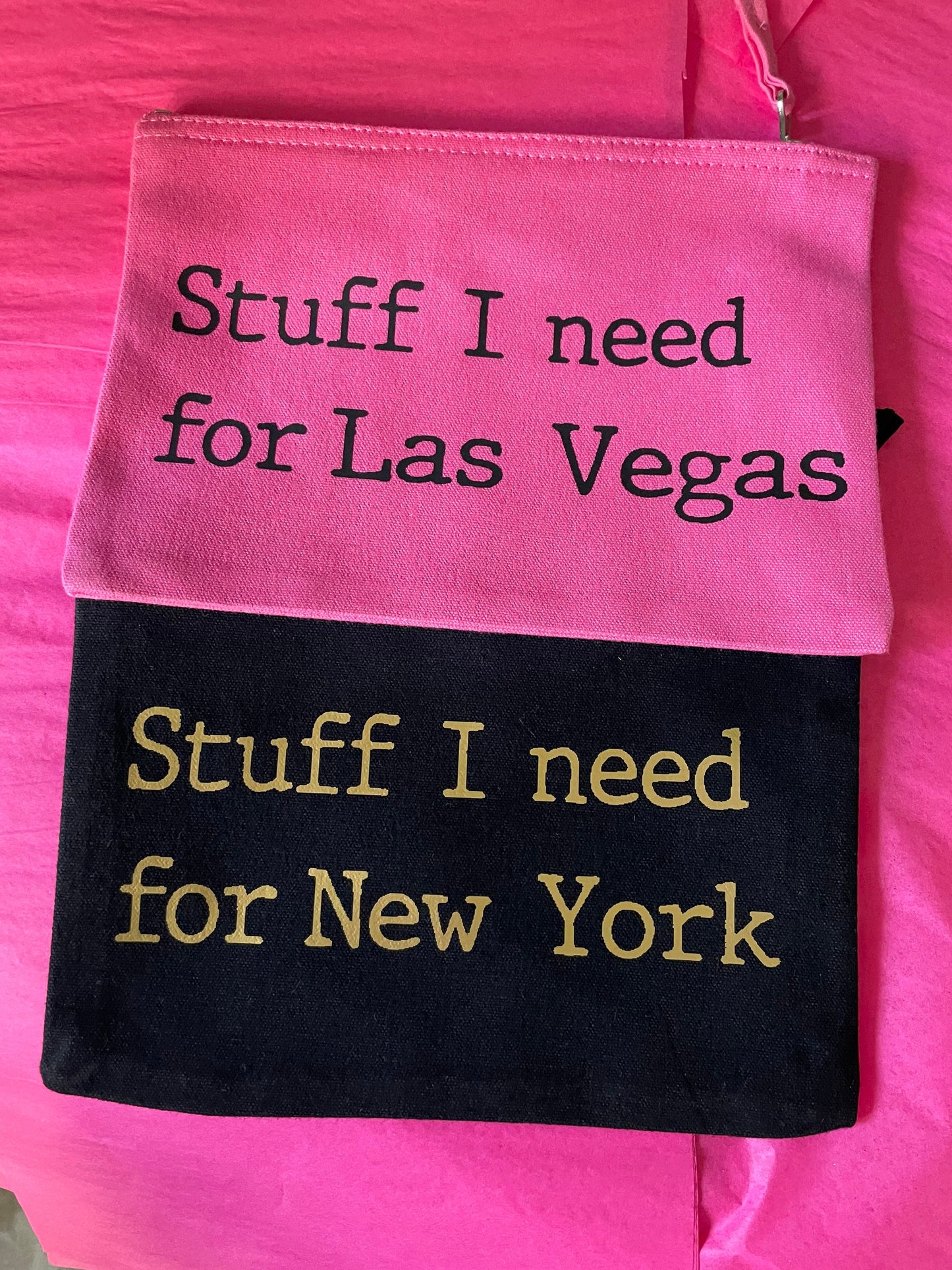 Stuff I need for holiday bag, suitcase packing bag, personalised travel essentials pouch, in flight bag, cabin bag organiser