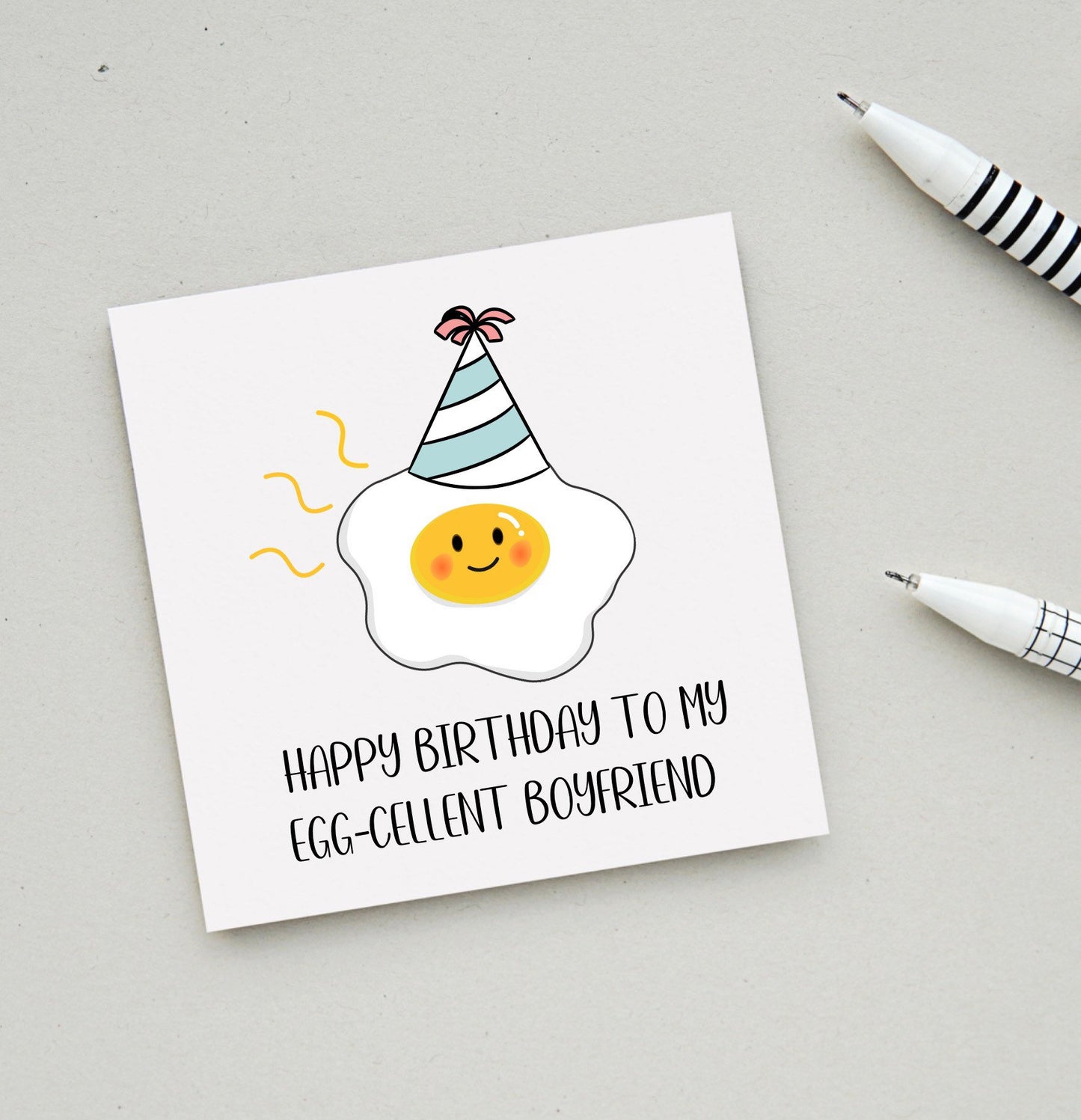 Personalised birthday Card for egg-cellent boyfriend, husband, brother, son or dad. Funny Foody theme bday cards
