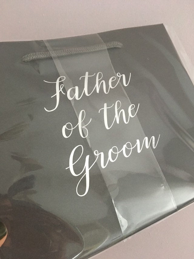 Best Man gift bag, grey gift bag, groomsmen gift bag, medium gift bag, rope handle gift bag, wedding gift bag, best man thank you gift,groom