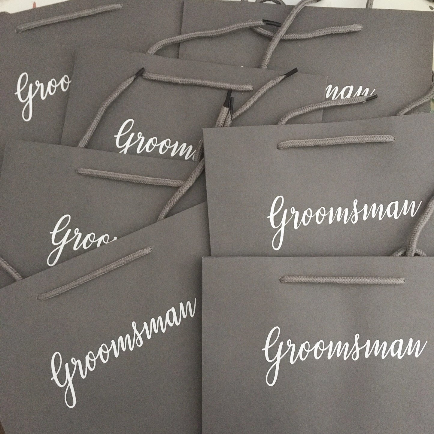 Best Man gift bag, grey gift bag, groomsmen gift bag, medium gift bag, rope handle gift bag, wedding gift bag, best man thank you gift,groom
