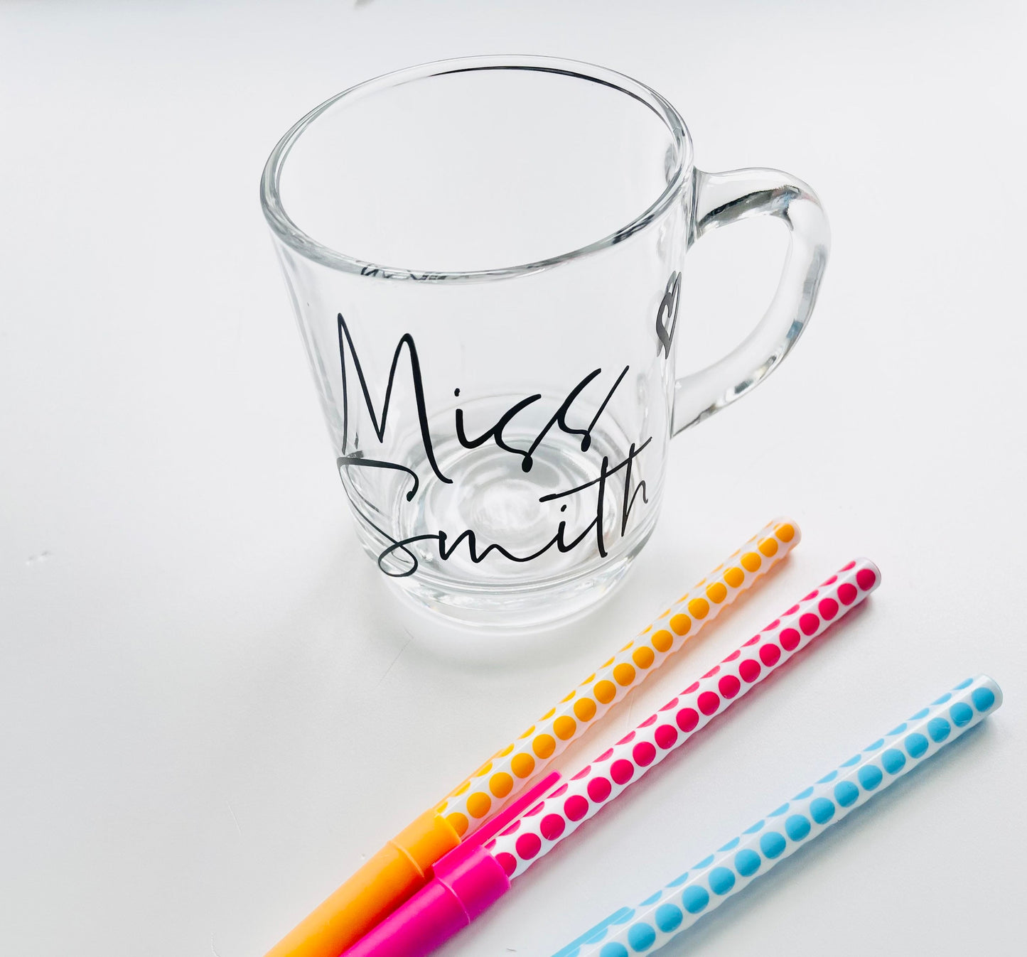 Personalised teacher glass mug, teacher tea cup coffee mug, gift for teachers, end of term thank you teacher and teaching assistant gifts