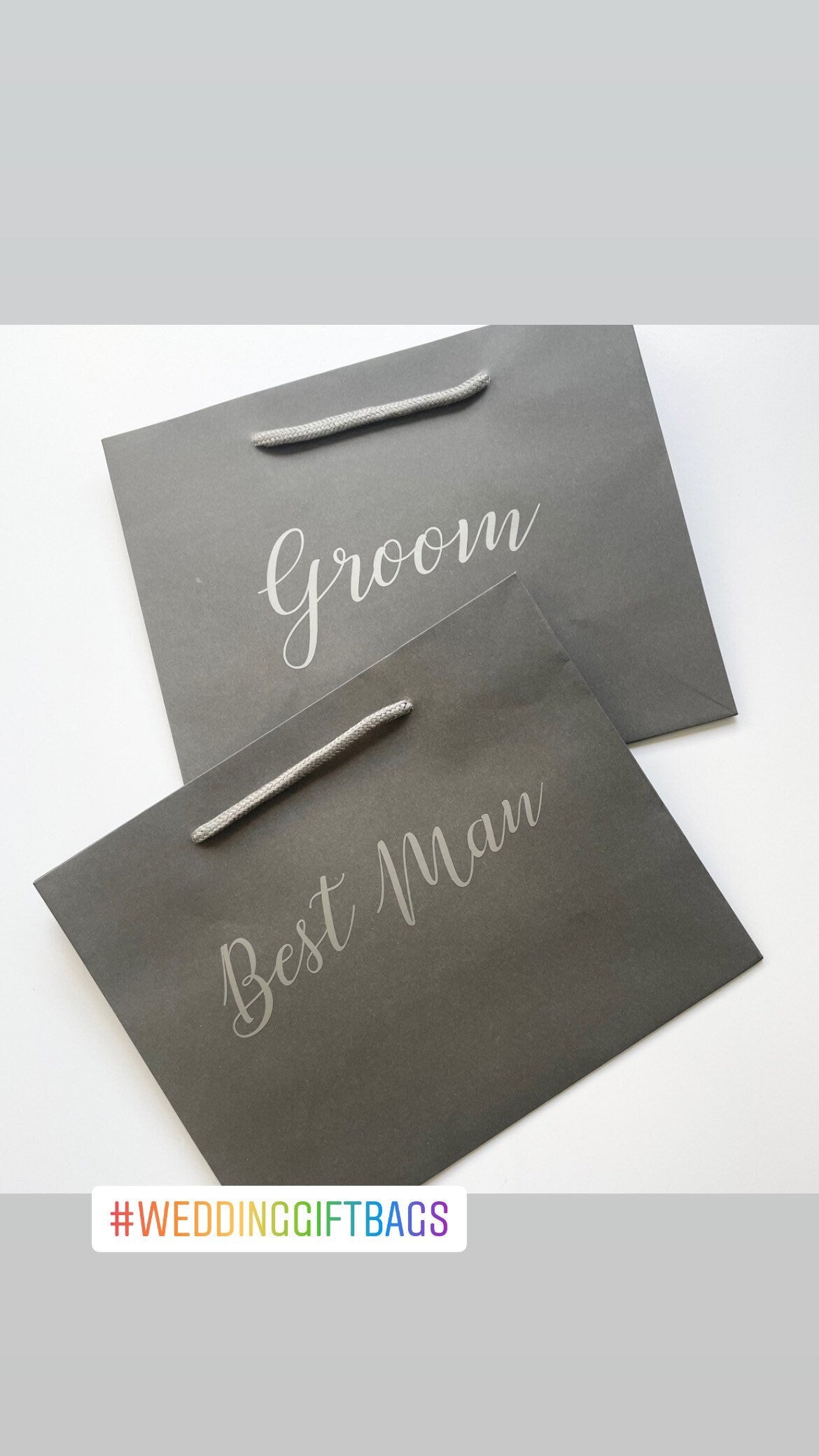 Best Man gift bag, grey gift bag, groomsmen gift bag, medium gift bag, rope handle gift bag, wedding gift bag, best man thank you gift,groom