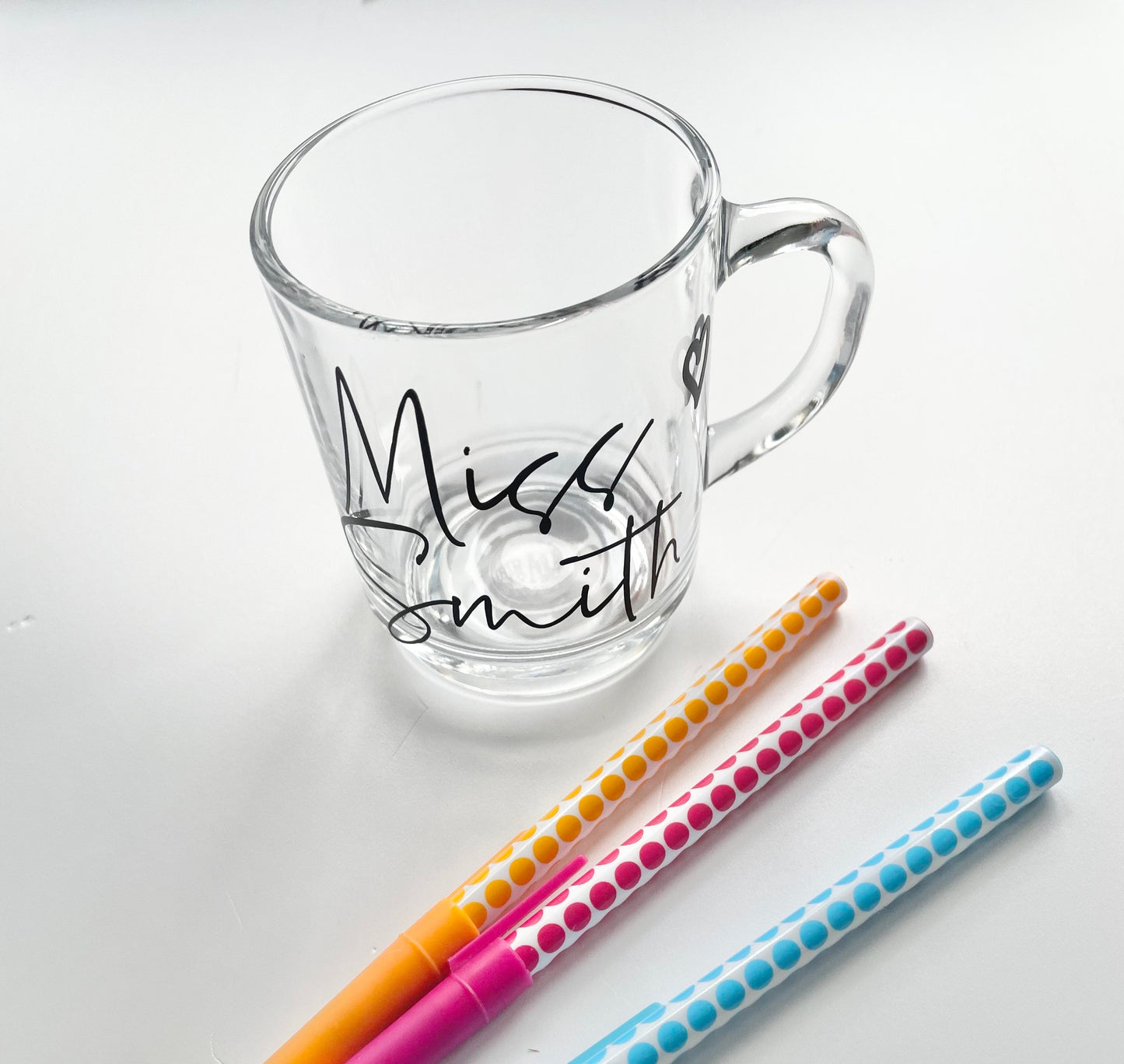 Personalised teacher glass mug, teacher tea cup coffee mug, gift for teachers, end of term thank you teacher and teaching assistant gifts