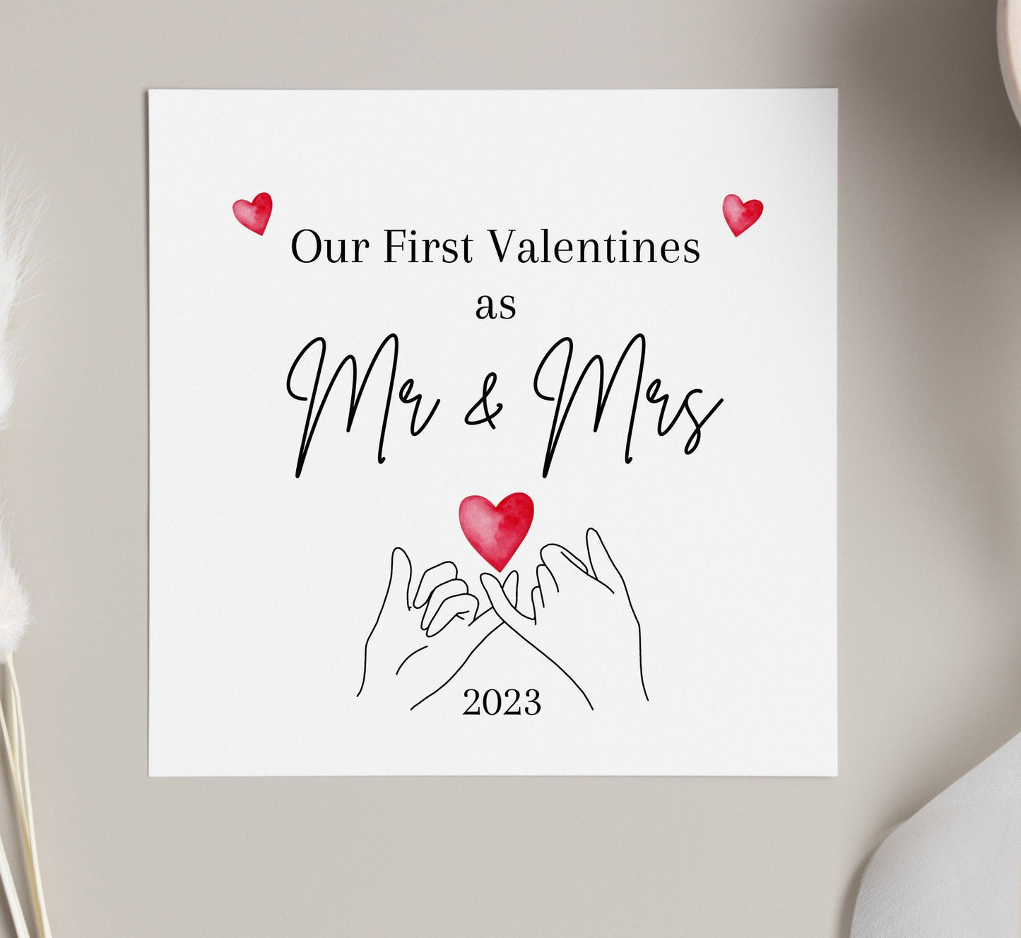 Our first Valentine’s Day as Mr and Mrs in 2024 greeting card for new wife or husband. Valentine’s Day cards for first year married