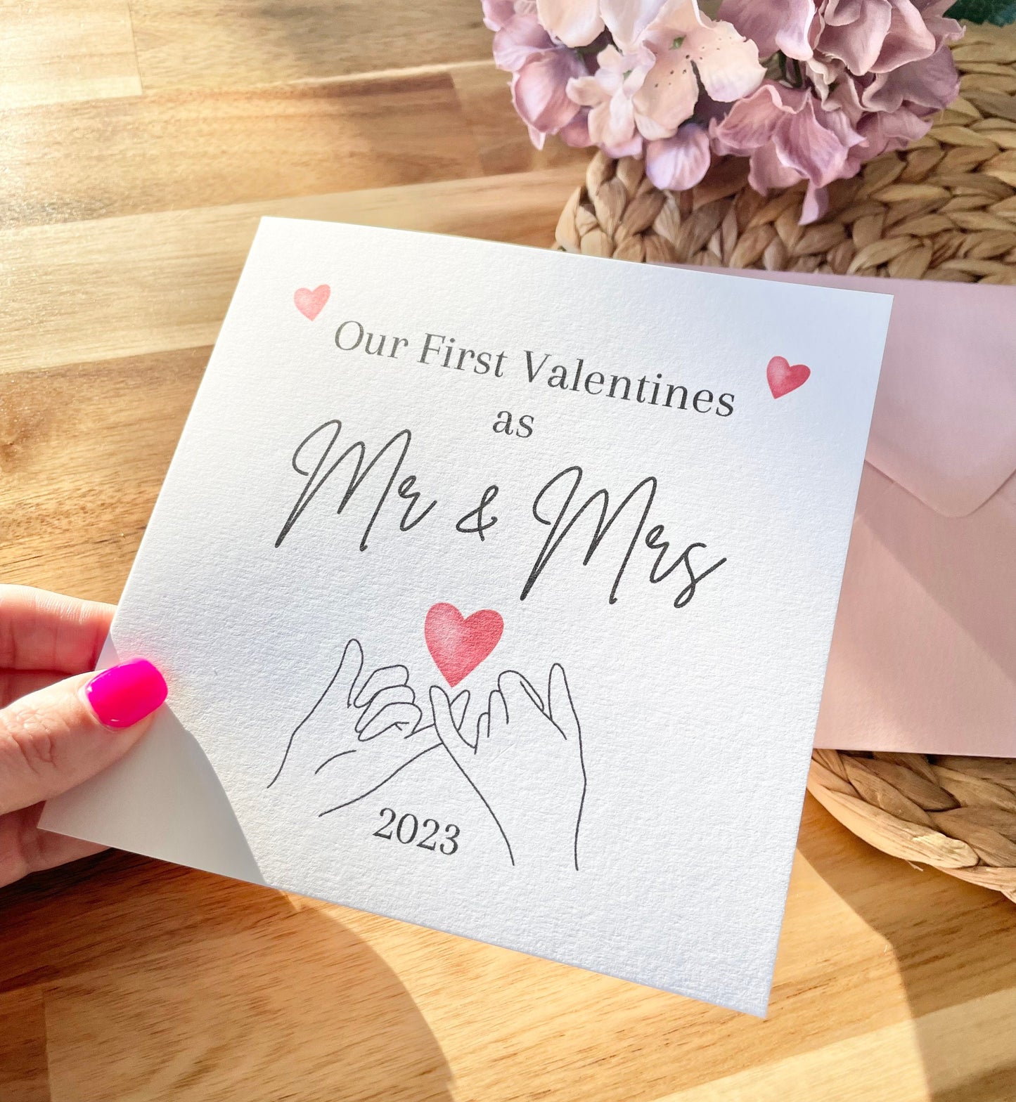 Our first Valentine’s Day as Mr and Mrs in 2024 greeting card for new wife or husband. Valentine’s Day cards for first year married