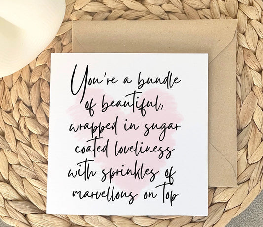 Beautiful friend girly cards for bestie, mum birthday card, miss you friend card, grandma cards, bundle of beautiful