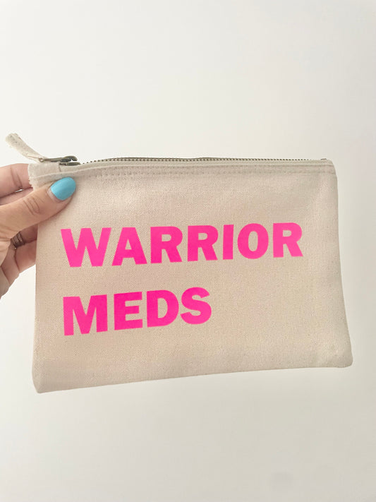 Warrior meds pouch, cancer chemo crap bag for tablets, travel bag for all chemo stuff on holiday, cancer get well soon gift