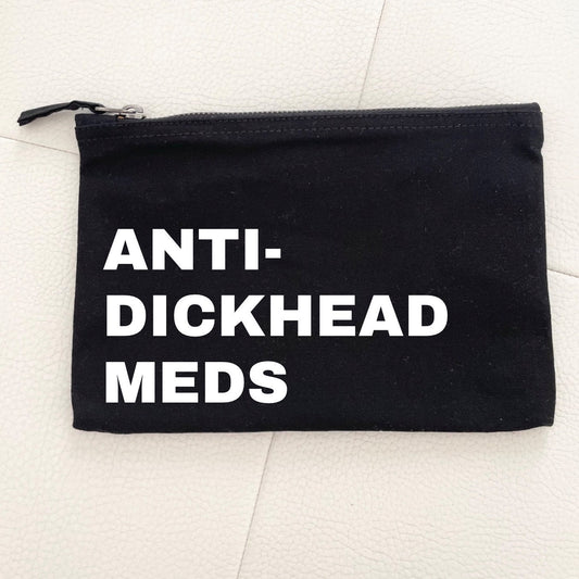 Anti-dickhead meds pouch, mental health medication pouch for home and work, antidepressants case, funny novelty Christmas stocking fillers