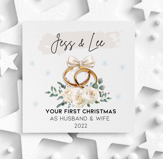 Your first Christmas as husband and wife, Christmas card for newlyweds of 2024, 1st Xmas married card, daughter first year married