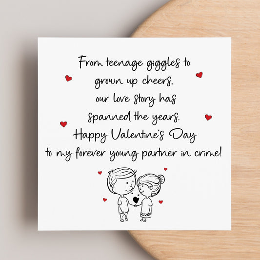 Valentine’s Day card for fiance or husband, card for couples who have been together since teenagers. Wife Valentine’s card, childhood love