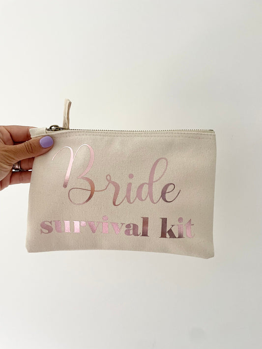 Bride Survival Kit, Bride Wedding Day Essentials, Bride Make Up Bag, Bride To Be Gift, Wedding Day Gift for Bride