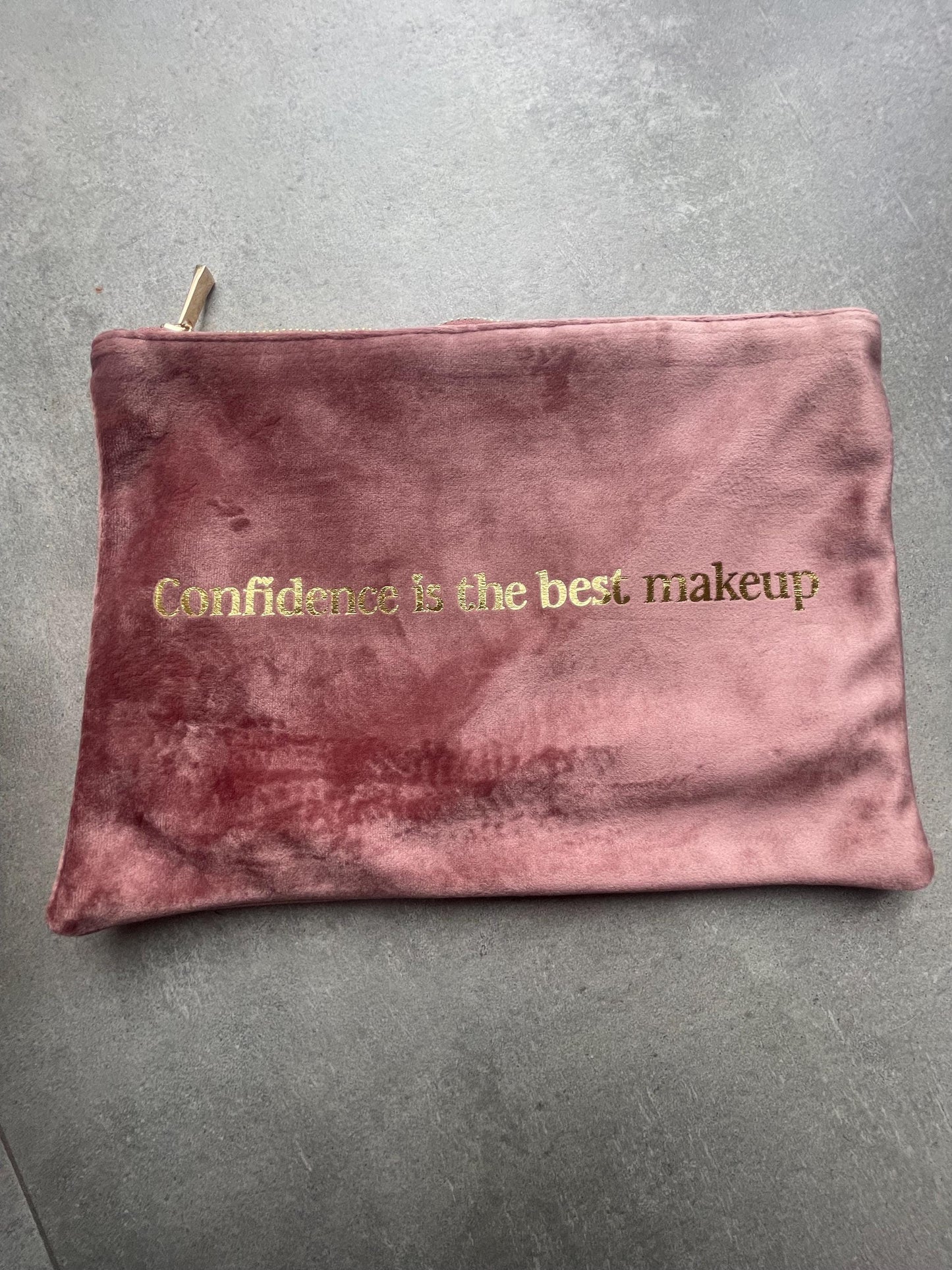 Velvet Toiletry / Makeup Case, Confidence is The Best Makeup, Self love, positivity gift for Friend, Birthday Present, Christmas Gift